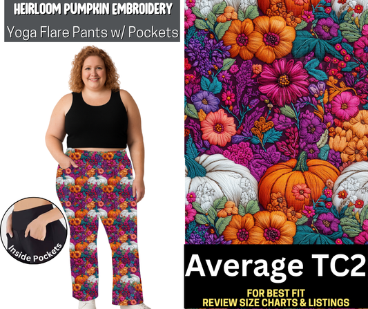 Heirloom Pumpkin Embroidery Yoga Flare Pants