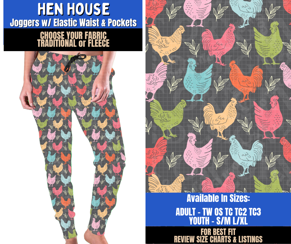 Preorder! Closes 9/10. ETA Dec. Hen House Joggers Choose Fleece or Traditional