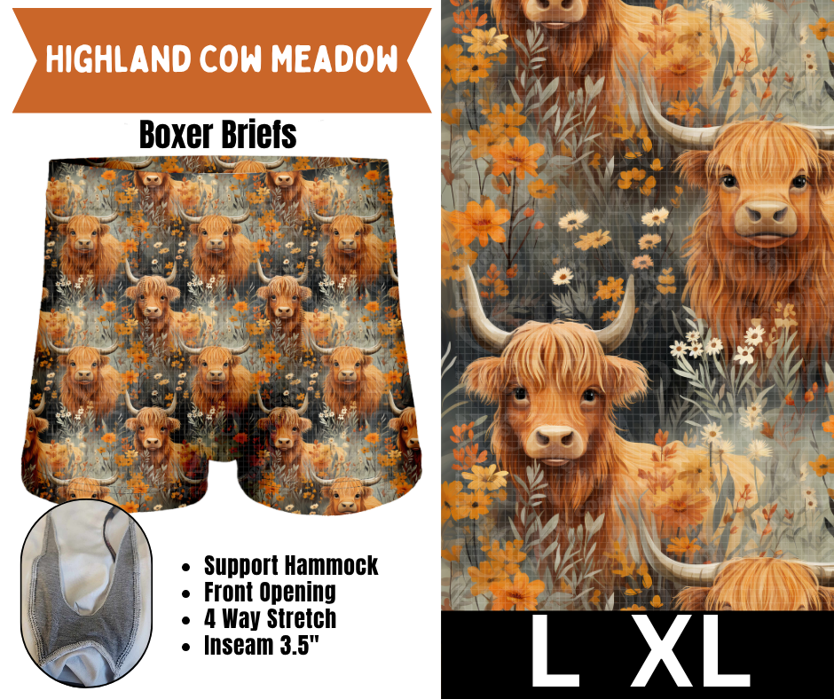 Highland Cow Meadow Boxer Briefs