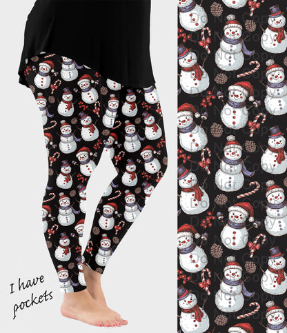 RTS - Holiday Snowmen Leggings w/ Pockets