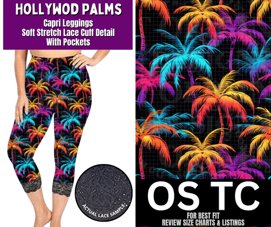 Hollywood Palms Lace Cuff Capris w/ Pockets