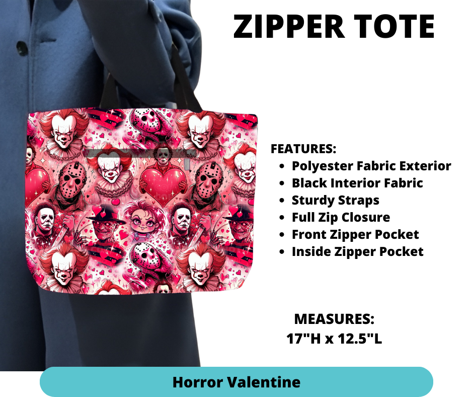 Preorder! Closes 12/4. ETA Feb. Horror Valentine Zipper Tote