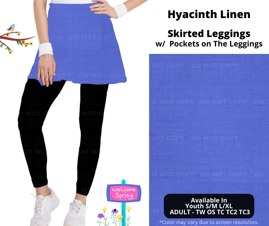 Preorder! Closes 1/15. ETA April. Hyacinth Linen Skirted Full Length Leggings w/ Pockets