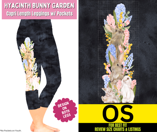 Hyacinth Bunny Garden Capri Leggings w/ Side Leg Designs