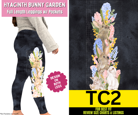Hyacinth Bunny Garden Full Length Leggings w/ Side Leg Designs