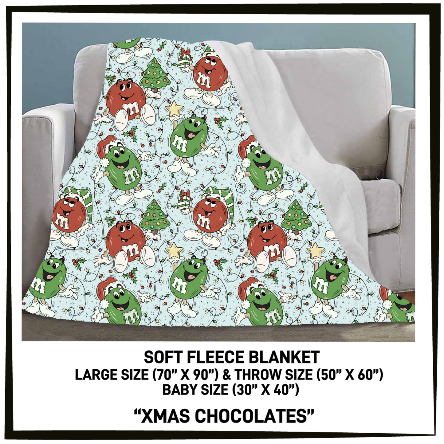 FC7B - Xmas Chocolates Fleece Blanket - Preorder Closing 8/26 ETA: Late Oct