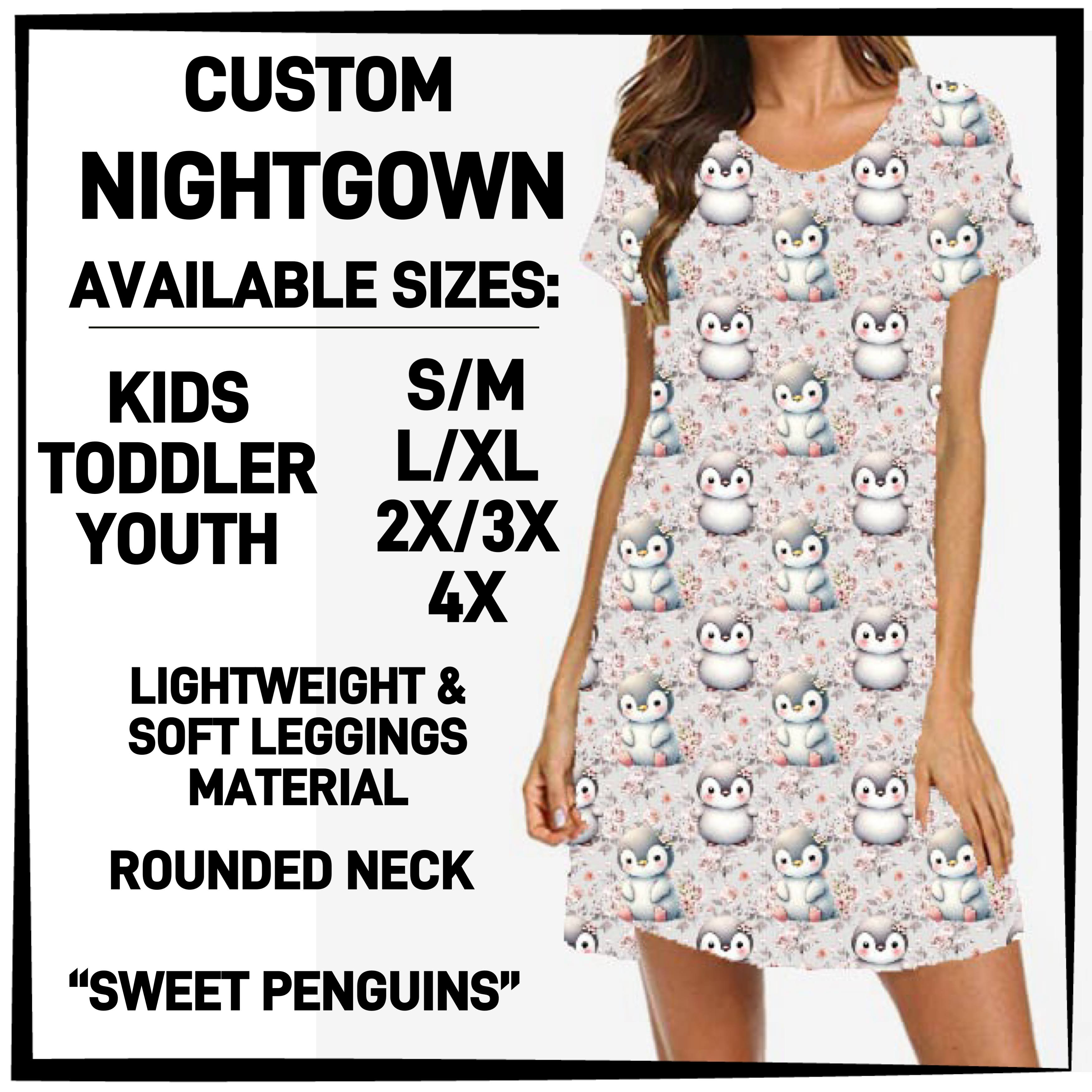 N6GB - Sweet Penguins Nightgown - Preorder ETA: Mid-Feb