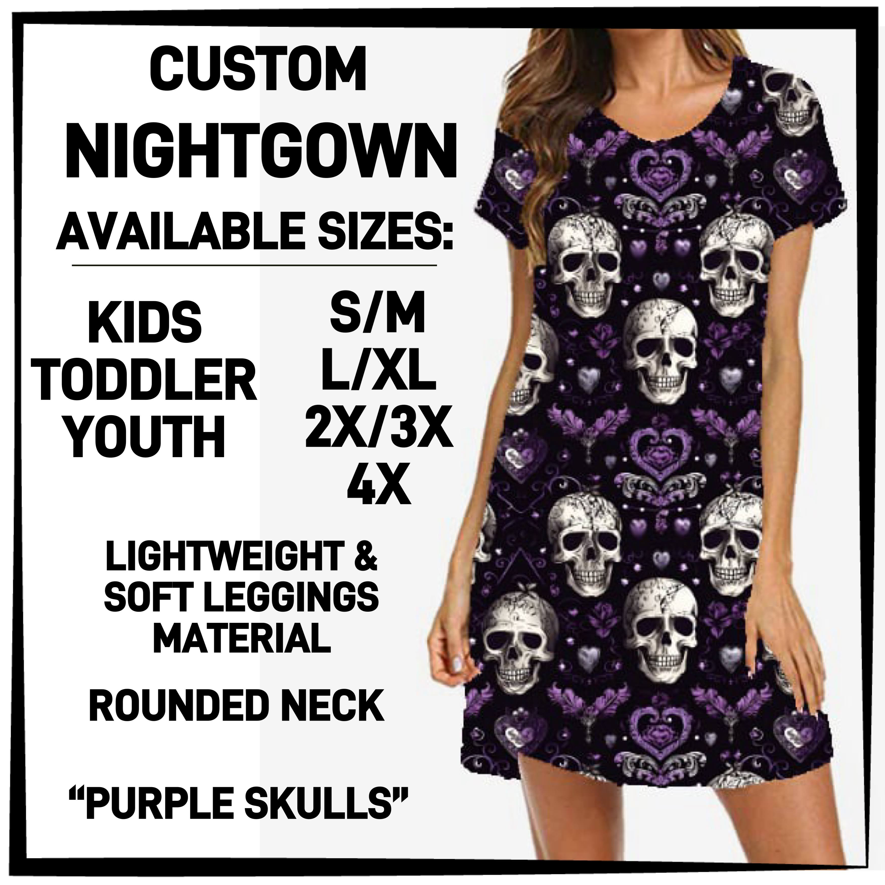 N6GB - Purple Skulls Nightgown - Preorder ETA: Mid-Feb