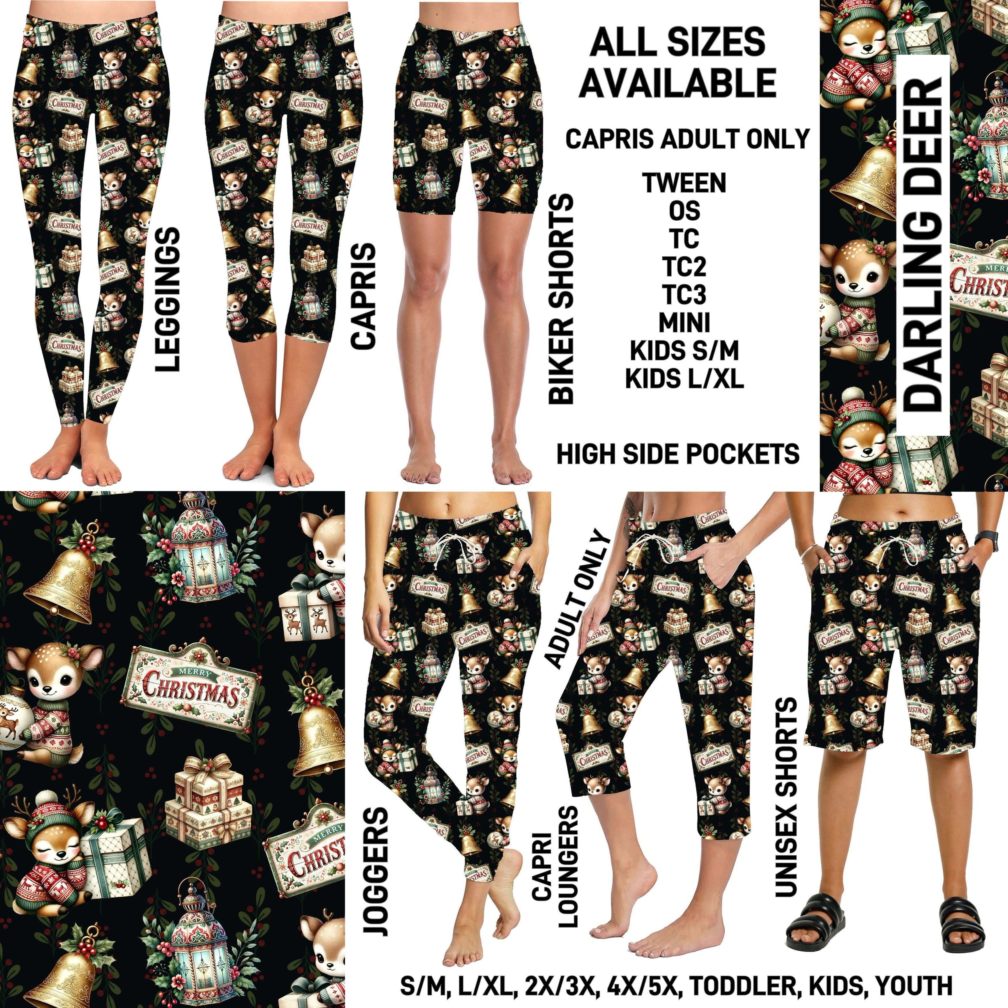 VM1B - Darling Deer Biker/Capris/Leggings with High Side Pockets - Preorder ETA: Mid-Nov