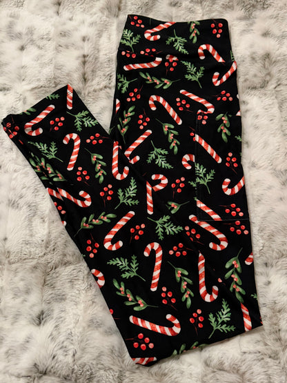 Peppermint Garden Full Length Leggings With Pockets