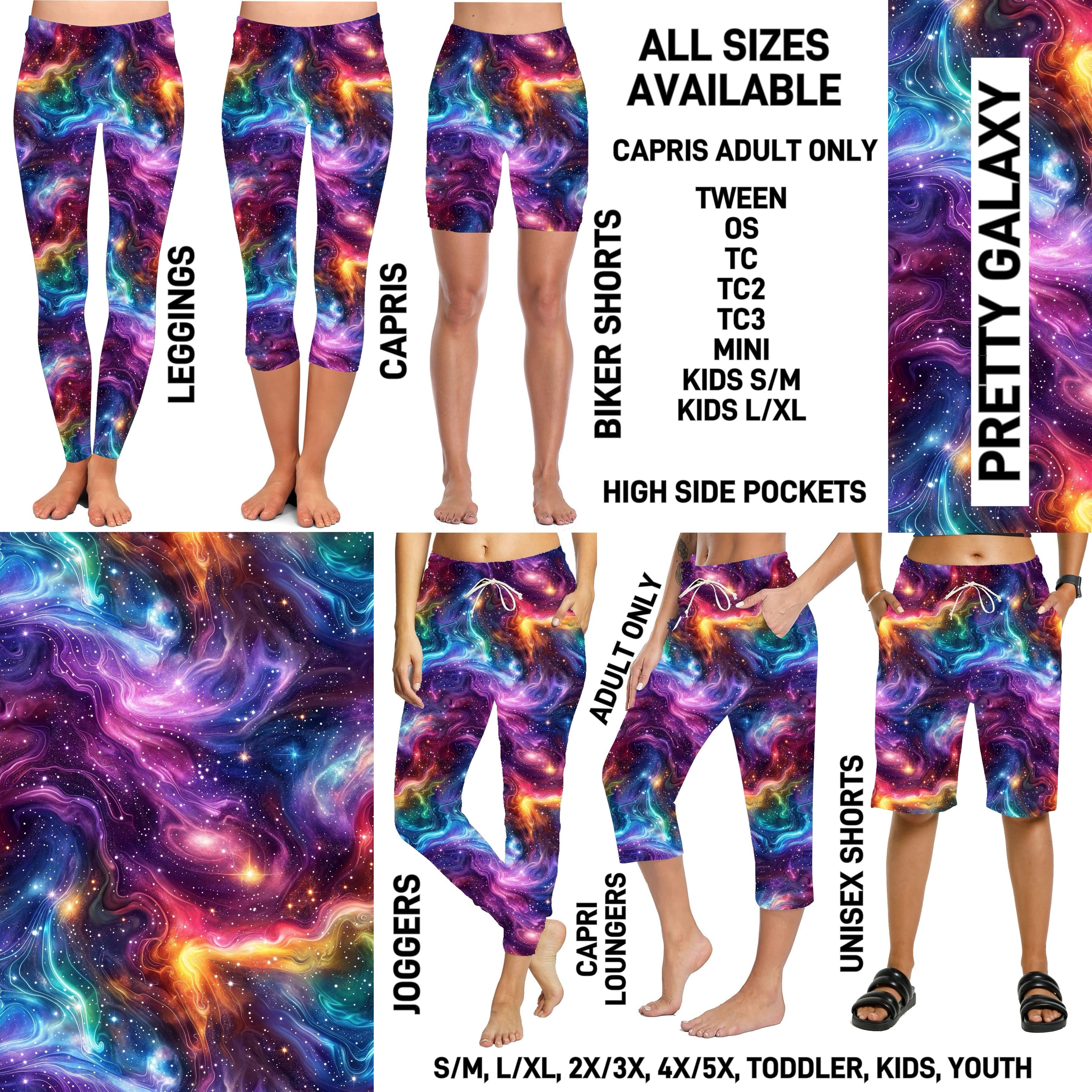 232BT - Pretty Galaxy Biker/Capris/Leggings with High Side Pockets - Preorder ETA: Mid-Nov