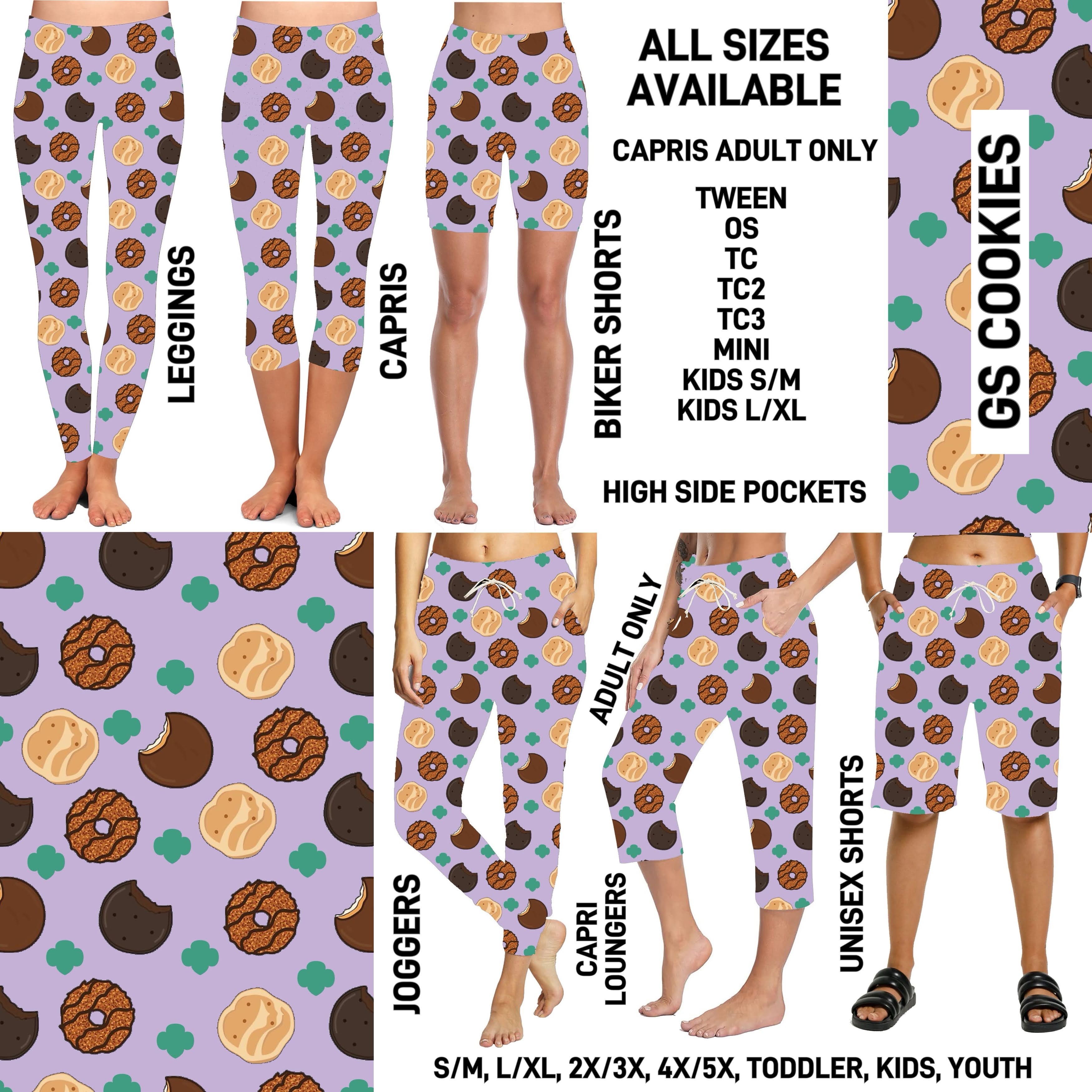 232BT - GS Cookies Biker/Capris/Leggings with High Side Pockets - Preorder ETA: Mid-Nov