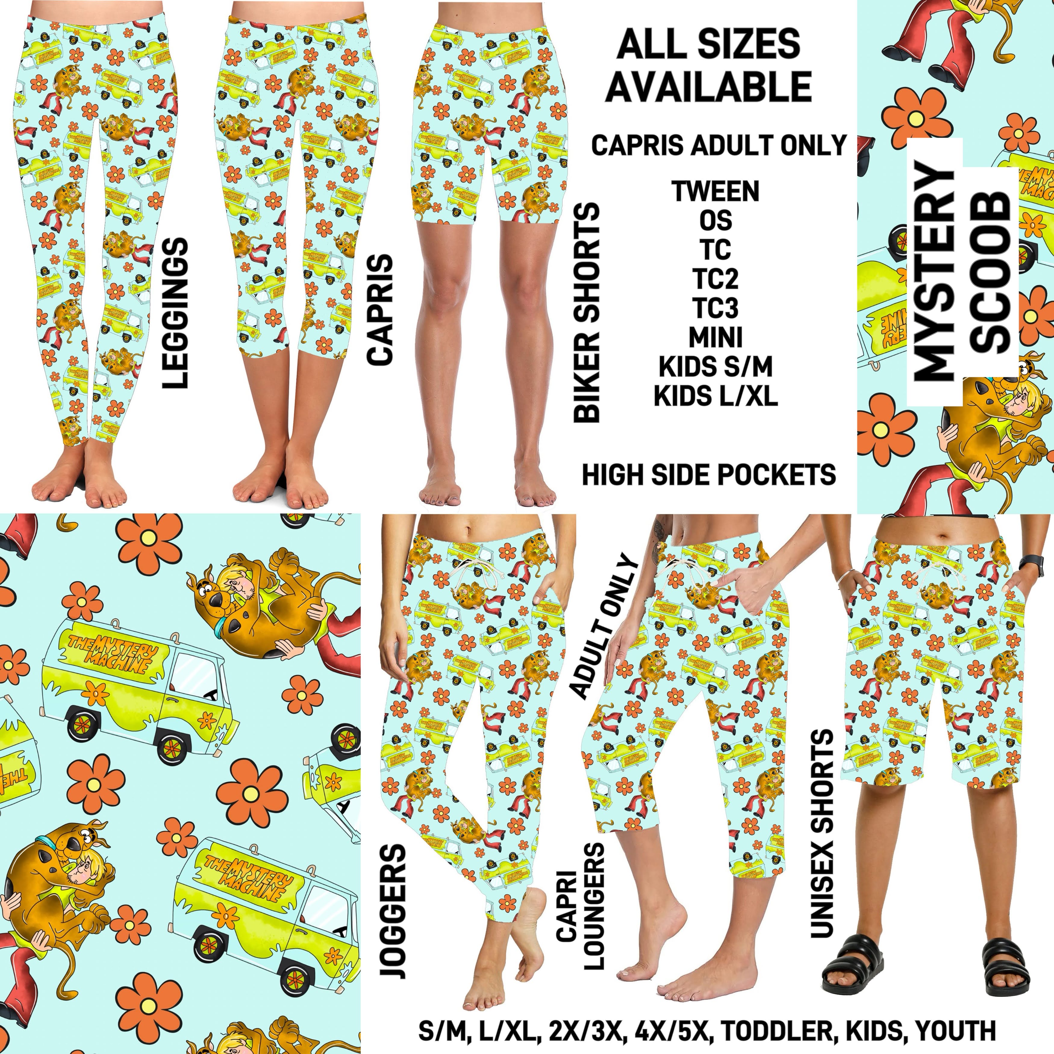 232BT - Mystery Scoob Biker/Capris/Leggings with High Side Pockets - Preorder ETA: Mid-Nov