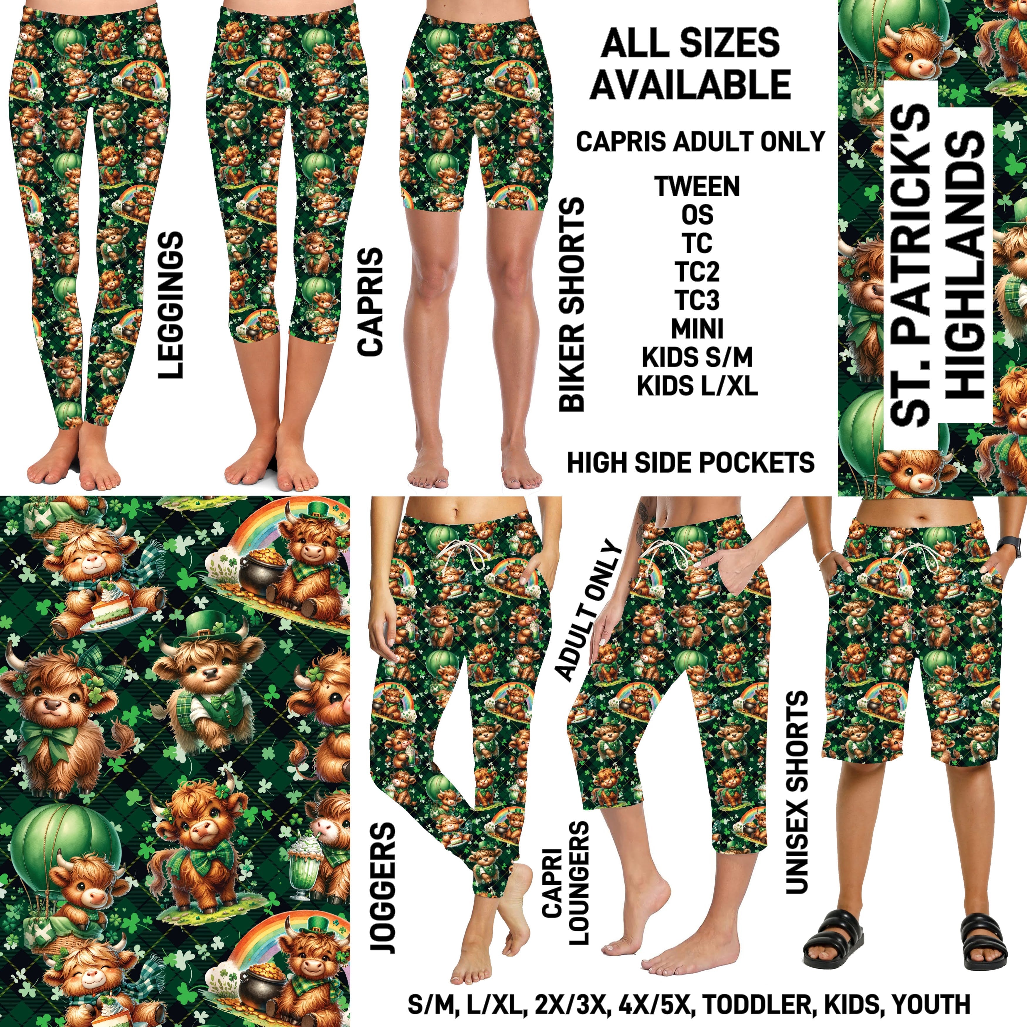 ST1P - St. Patrick's Highlands Biker/Capris/Leggings with High Side Pockets - Preorder ETA: Late Feb