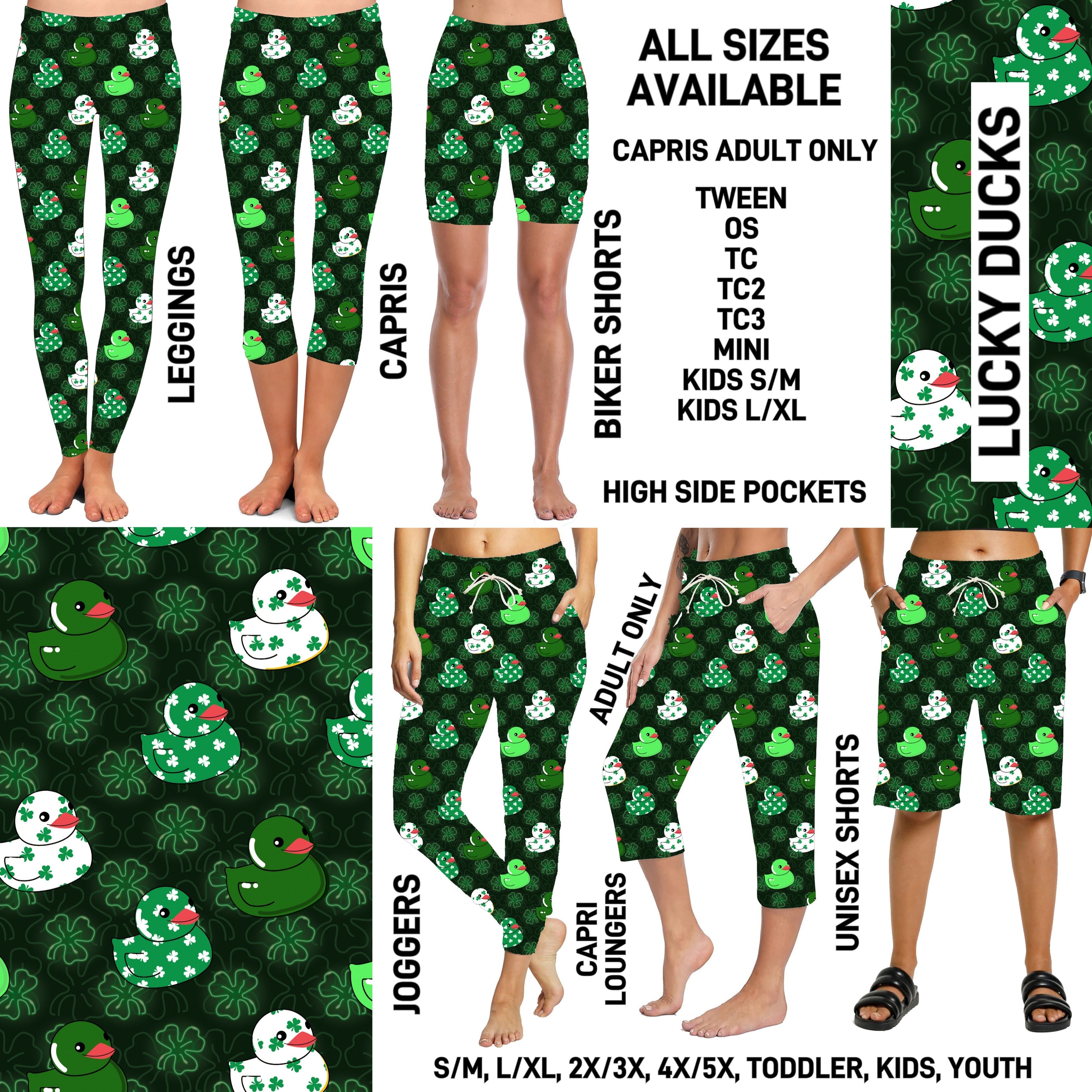 ST1P - Lucky Ducks Full Joggers/Capri Loungers/Unisex Shorts - Preorder ETA: Late Feb