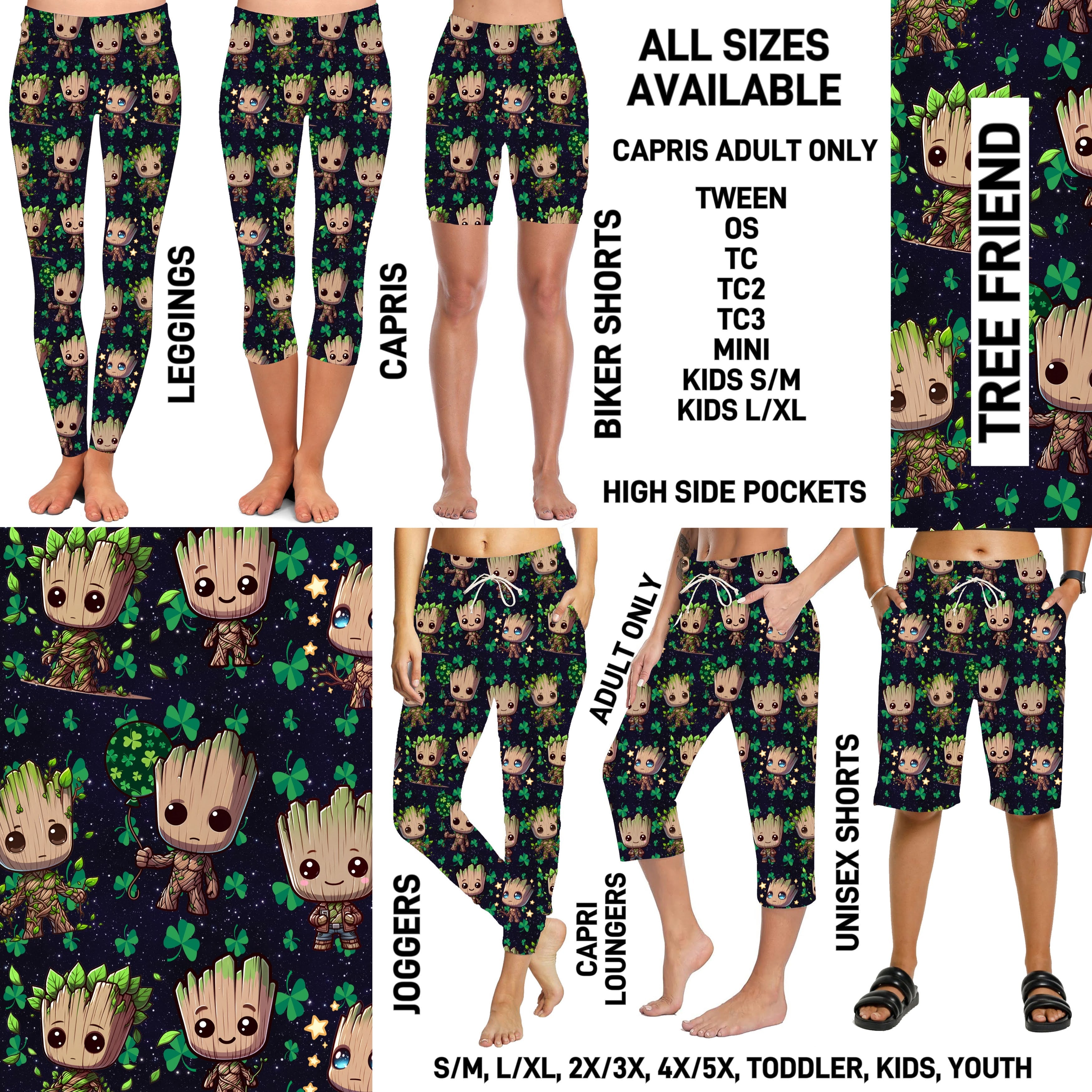 ST1P - Tree Friend Biker/Capris/Leggings with High Side Pockets - Preorder ETA: Late Feb