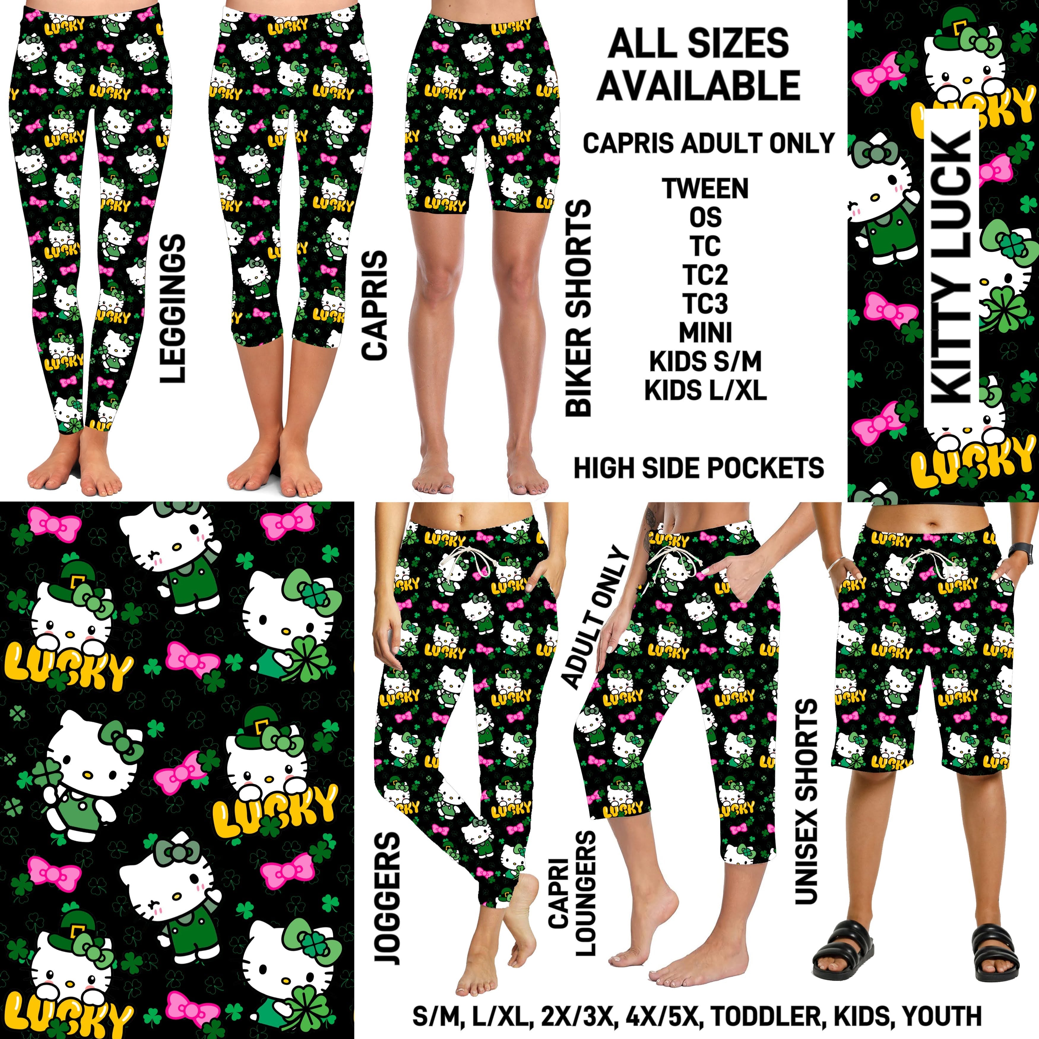 ST1P - Kitty Luck Biker/Capris/Leggings with High Side Pockets - Preorder ETA: Late Feb