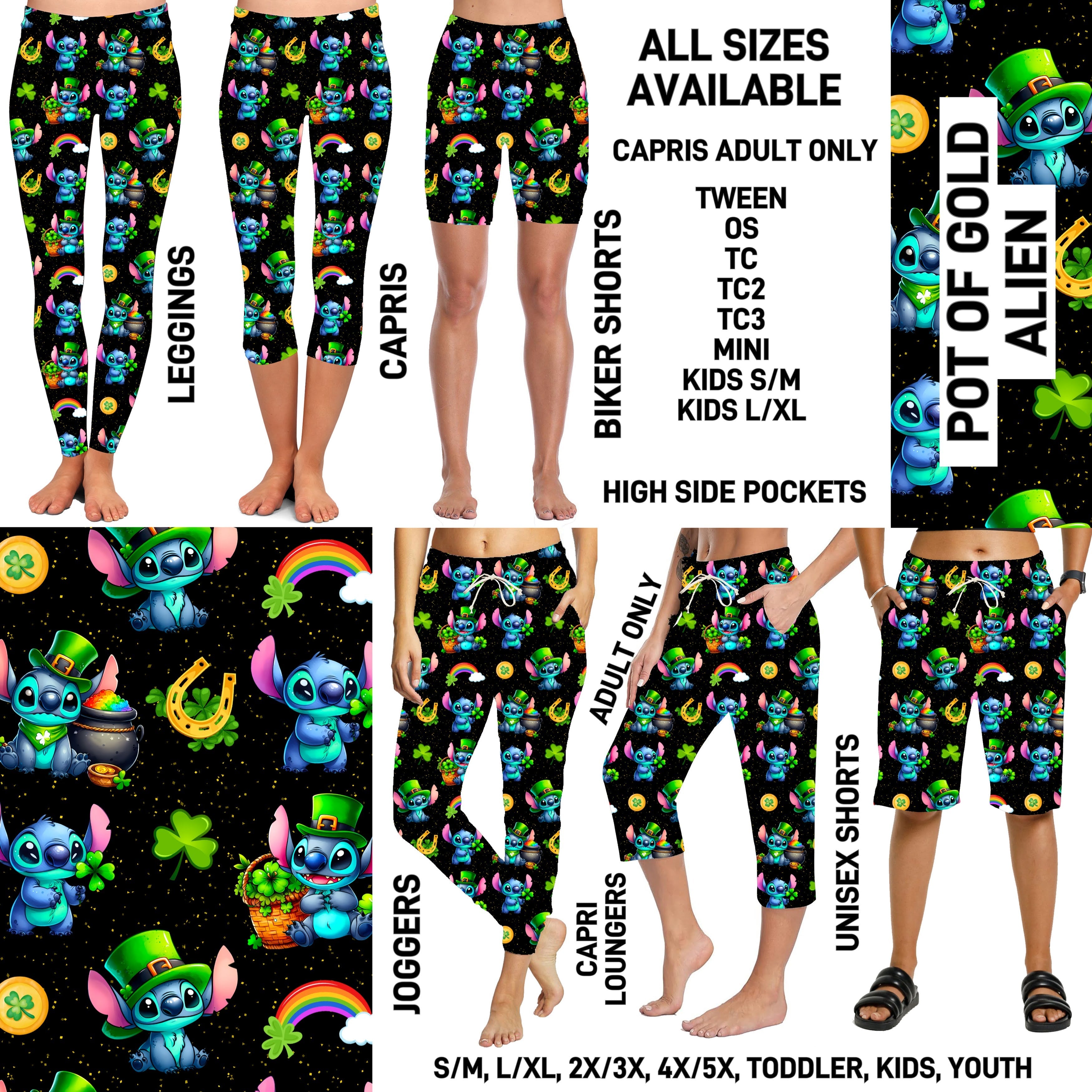 ST1P - Pot of Gold Alien Biker/Capris/Leggings with High Side Pockets - Preorder ETA: Late Feb