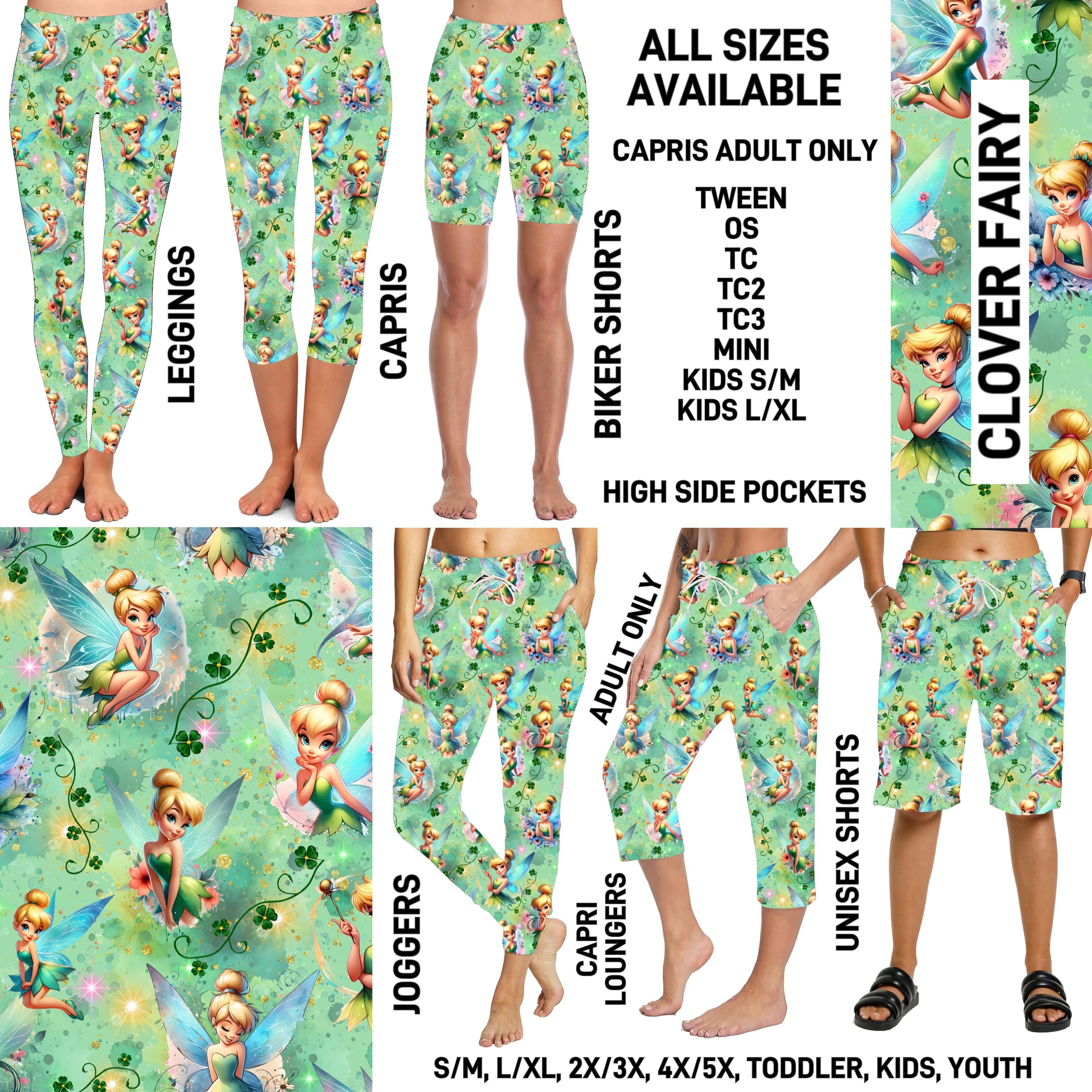 ST1P - Clover Fairy Full Joggers/Capri Loungers/Unisex Shorts - Preorder ETA: Late Feb