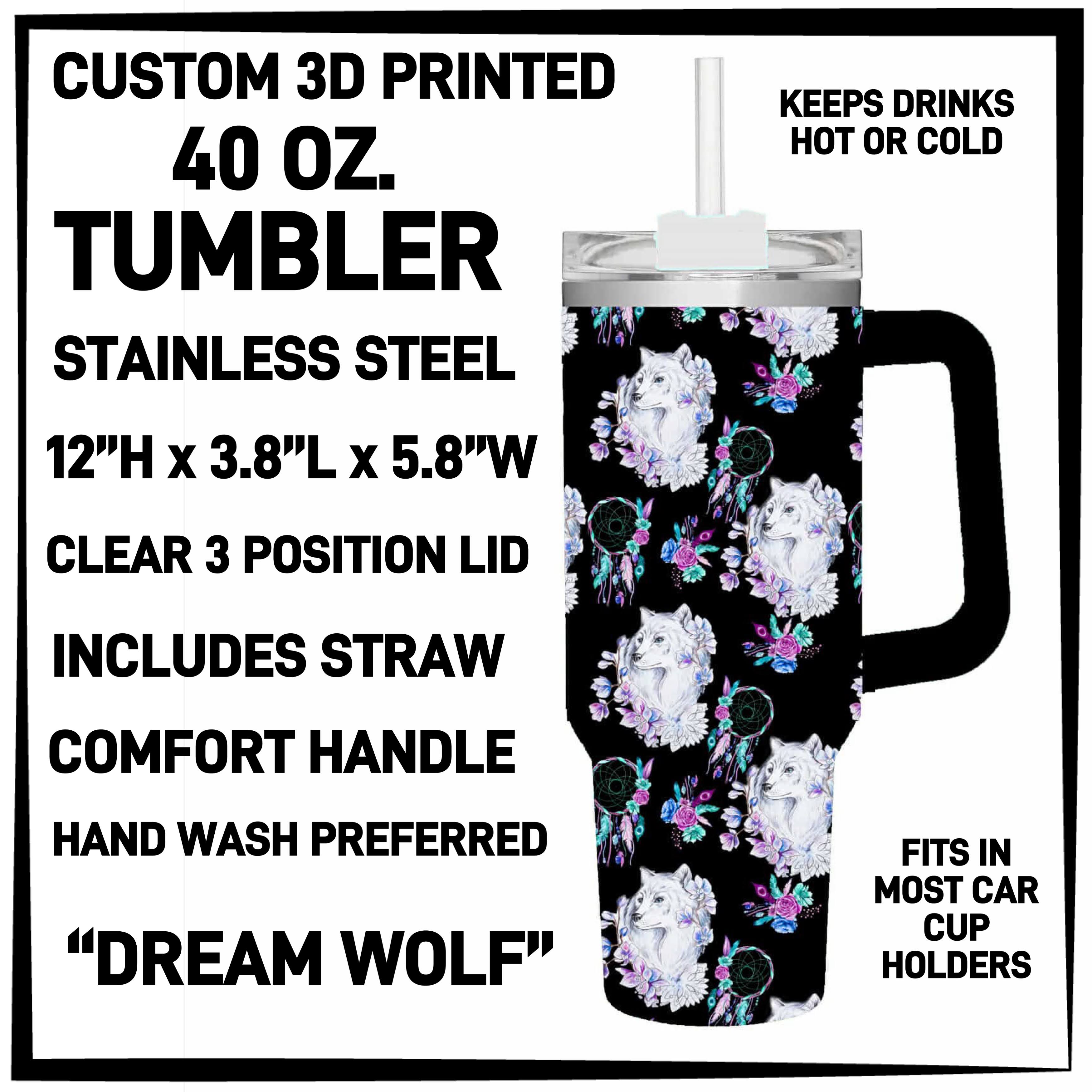 T4BM - Dream Wolf 40oz Tumbler - Preorder ETA: Late Feb