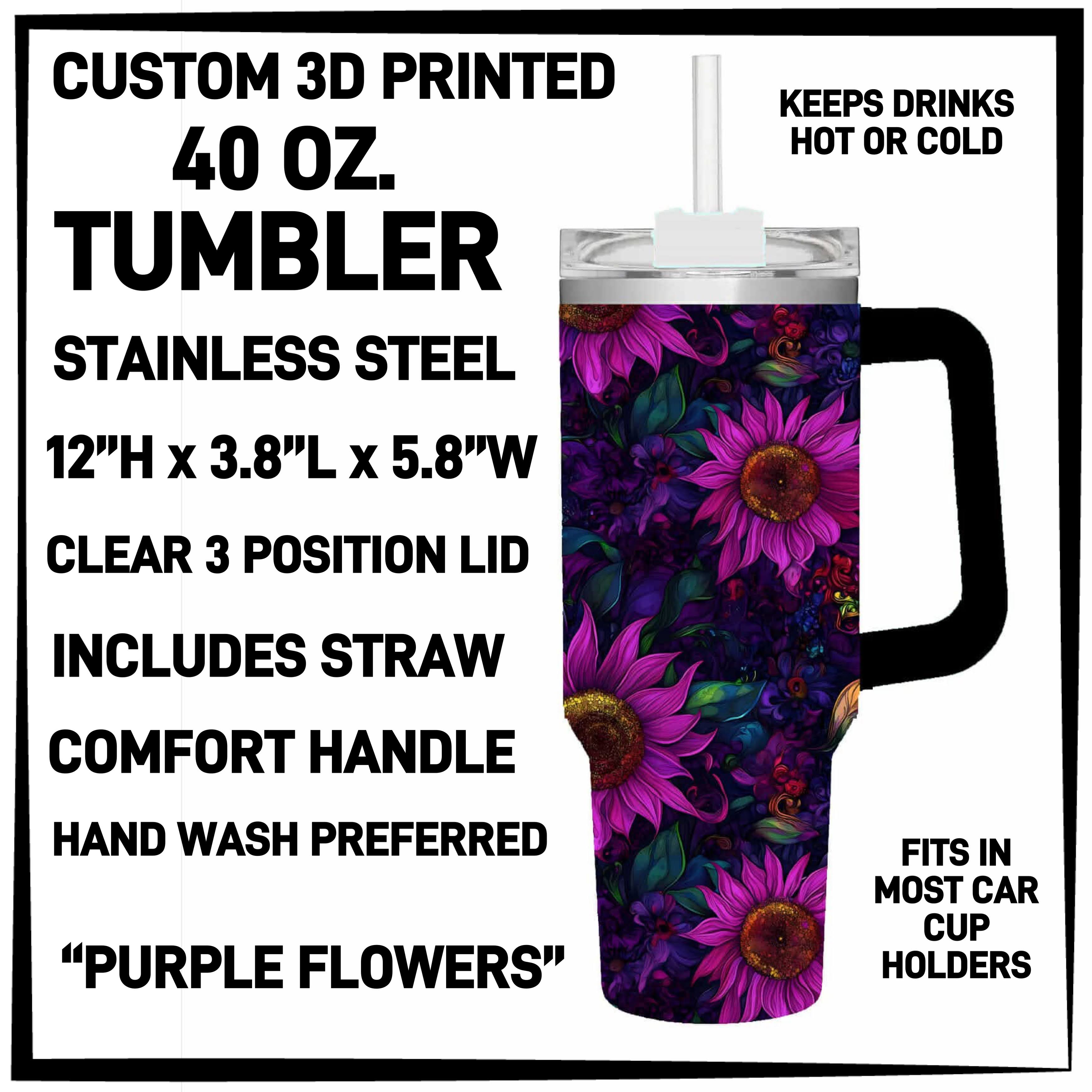 T4BM - Purple Flowers 40oz Tumbler - Preorder ETA: Late Feb