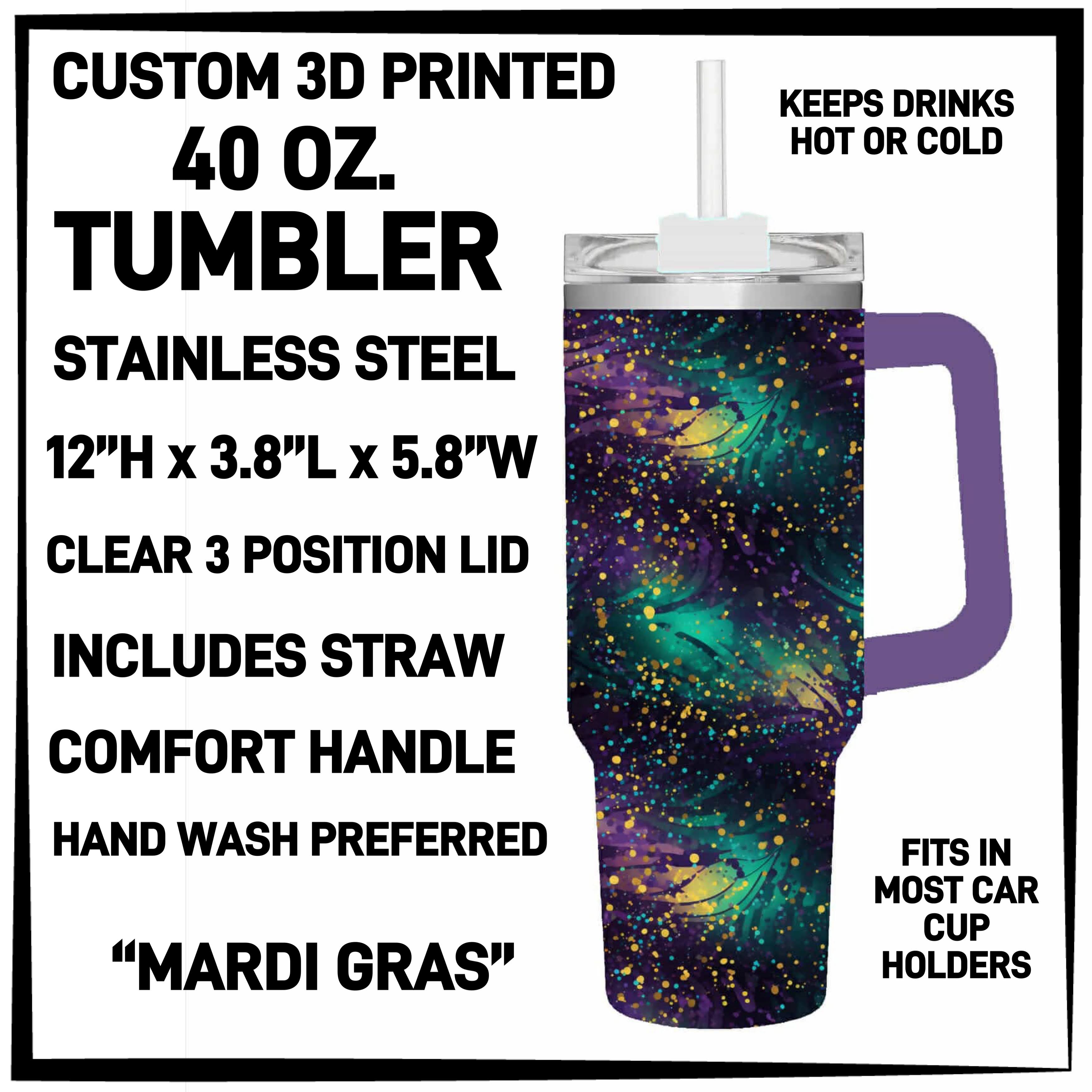 T4BM - Mardi Gras 40oz Tumbler - Preorder ETA: Late Feb