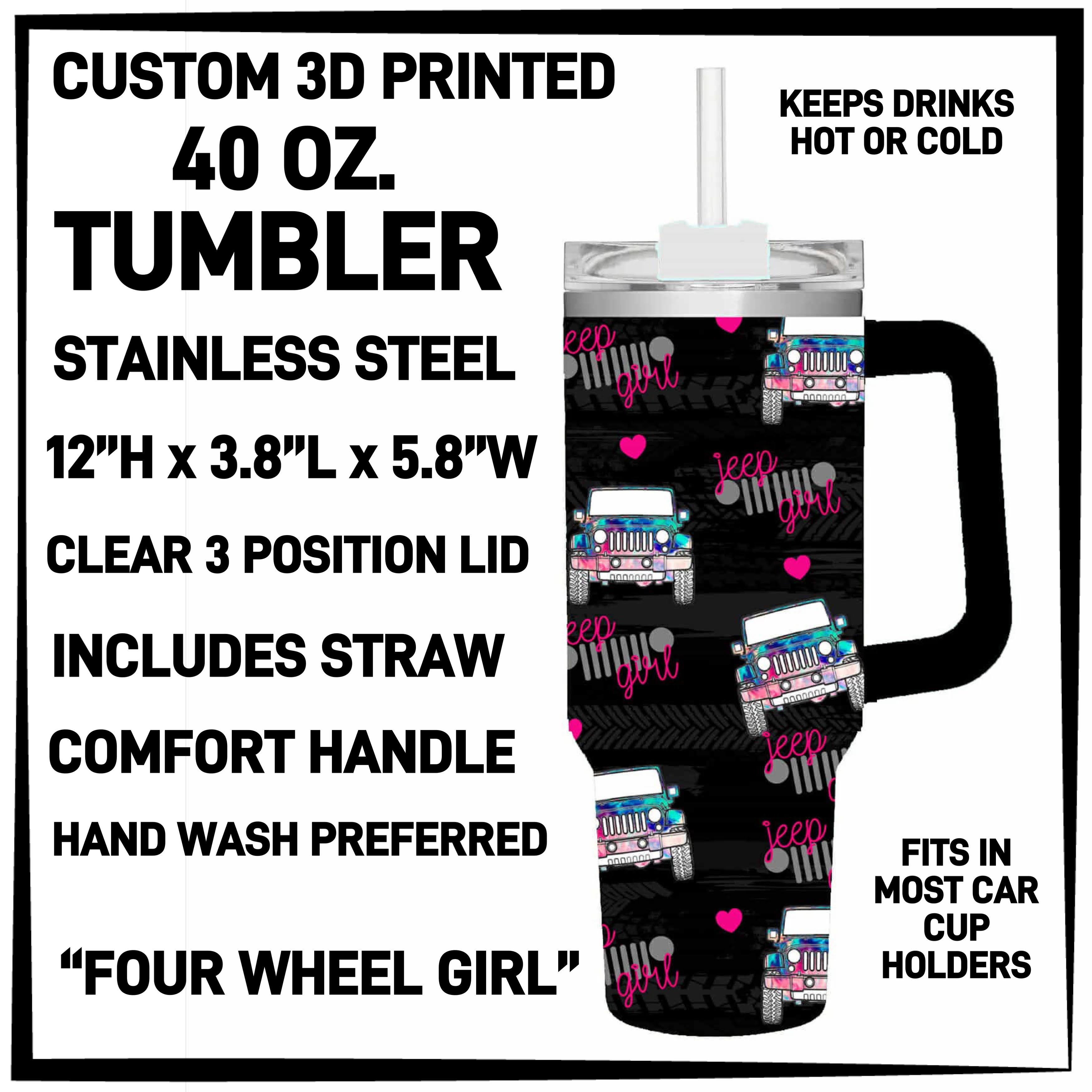 T4BM - Four Wheel Girl 40oz Tumbler - Preorder ETA: Late Feb