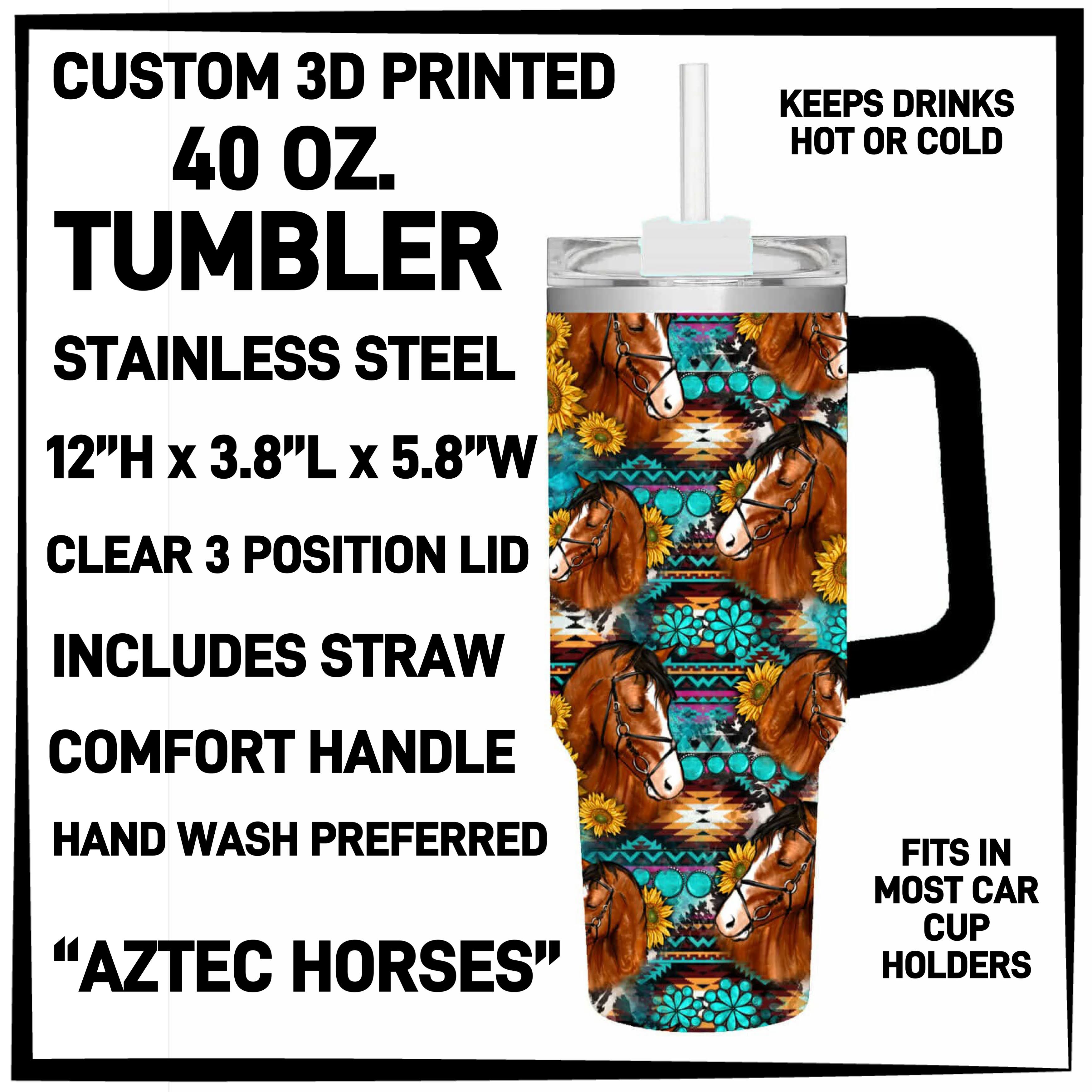 T4BM - Aztec Horses 40oz Tumbler - Preorder ETA: Late Feb