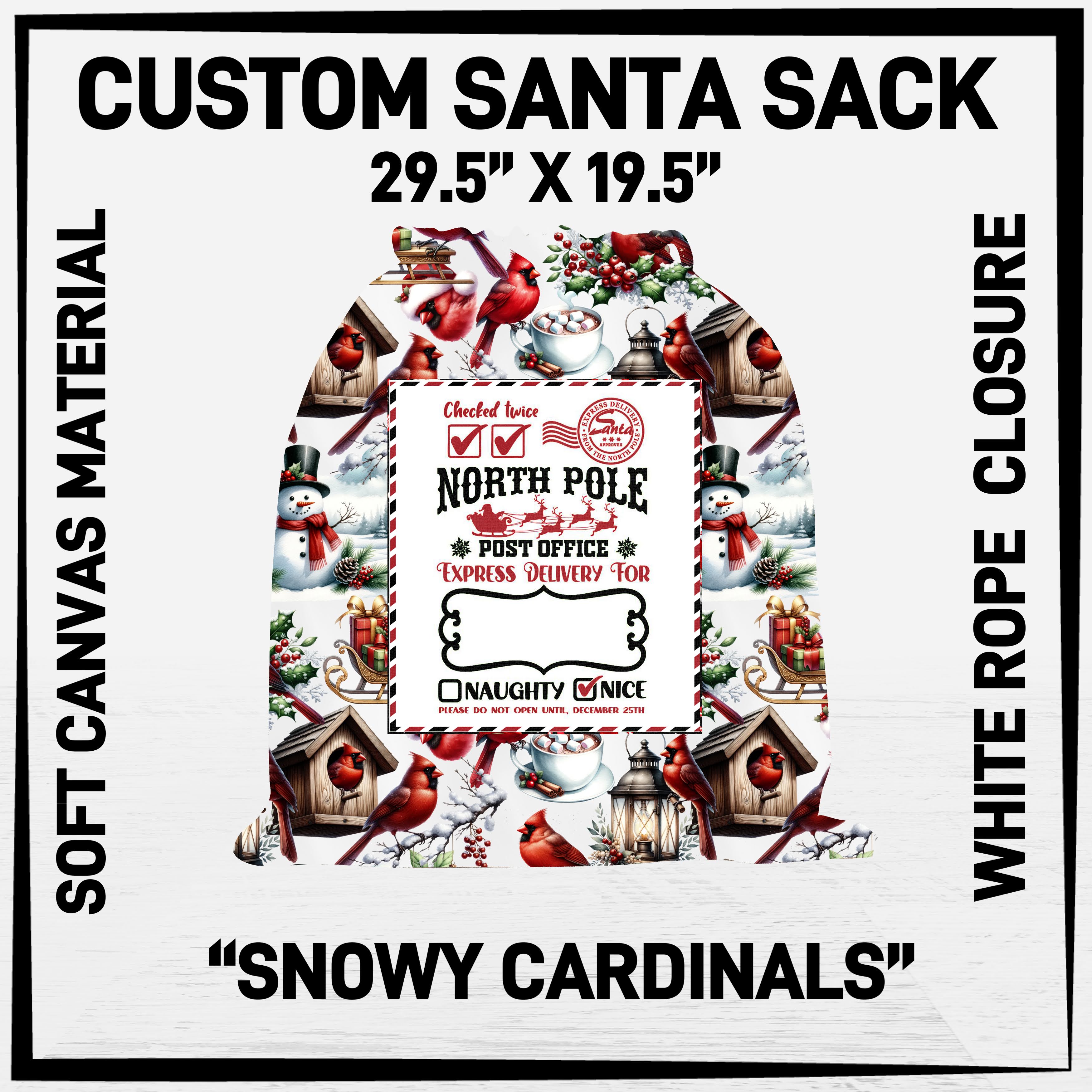 S1AN - Snowy Cardinals Santa Sack - Preorder ETA: Late Nov