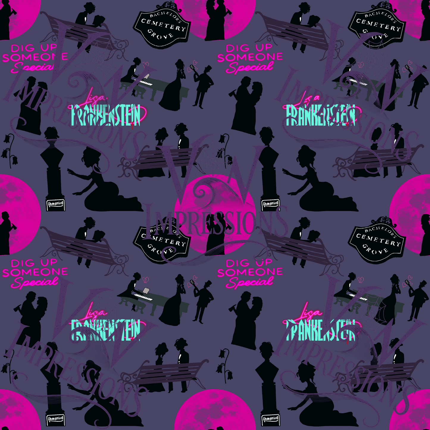 🌟  Lisa Frankenstein Seamless Pattern Digital Download Fabric Design, sublimation , PNG, SUV