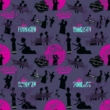 🌟  Lisa Frankenstein Seamless Pattern Digital Download Fabric Design, sublimation , PNG, SUV