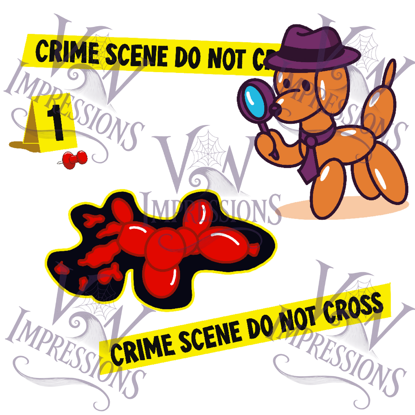 Balloon Dog Crime Digital Files PNG, SVG, Seamless Pattern, Sublimation & DTF