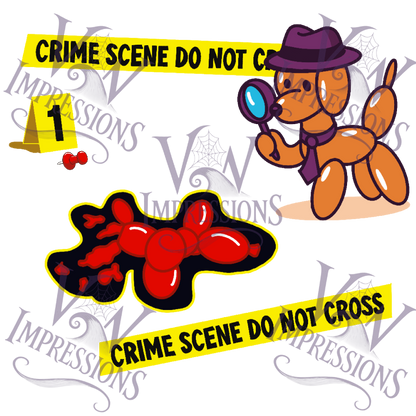 Balloon Dog Crime Digital Files PNG, SVG, Seamless Pattern, Sublimation & DTF
