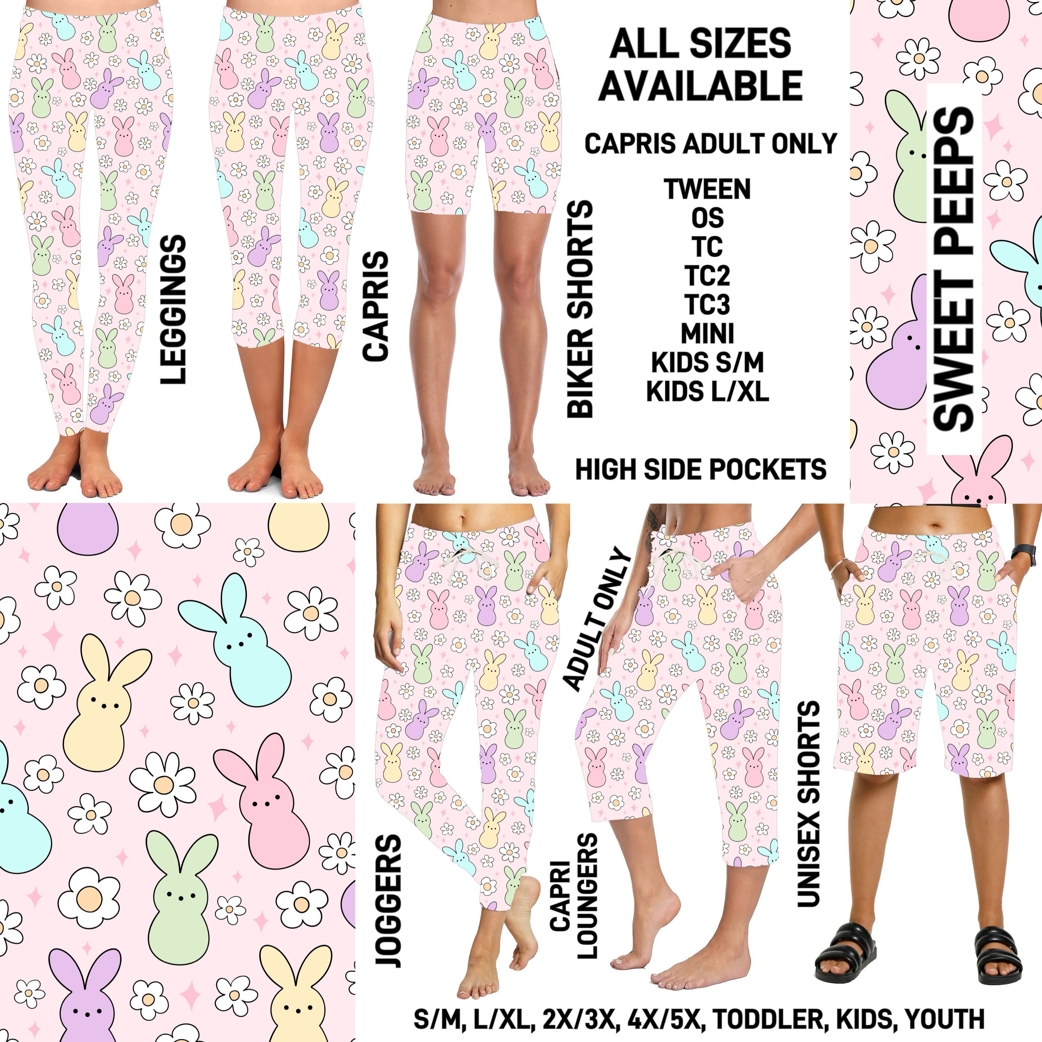 ES2T - Sweet Peeps Full Joggers/Capri Loungers/Unisex Shorts - Preorder ETA: Mid March