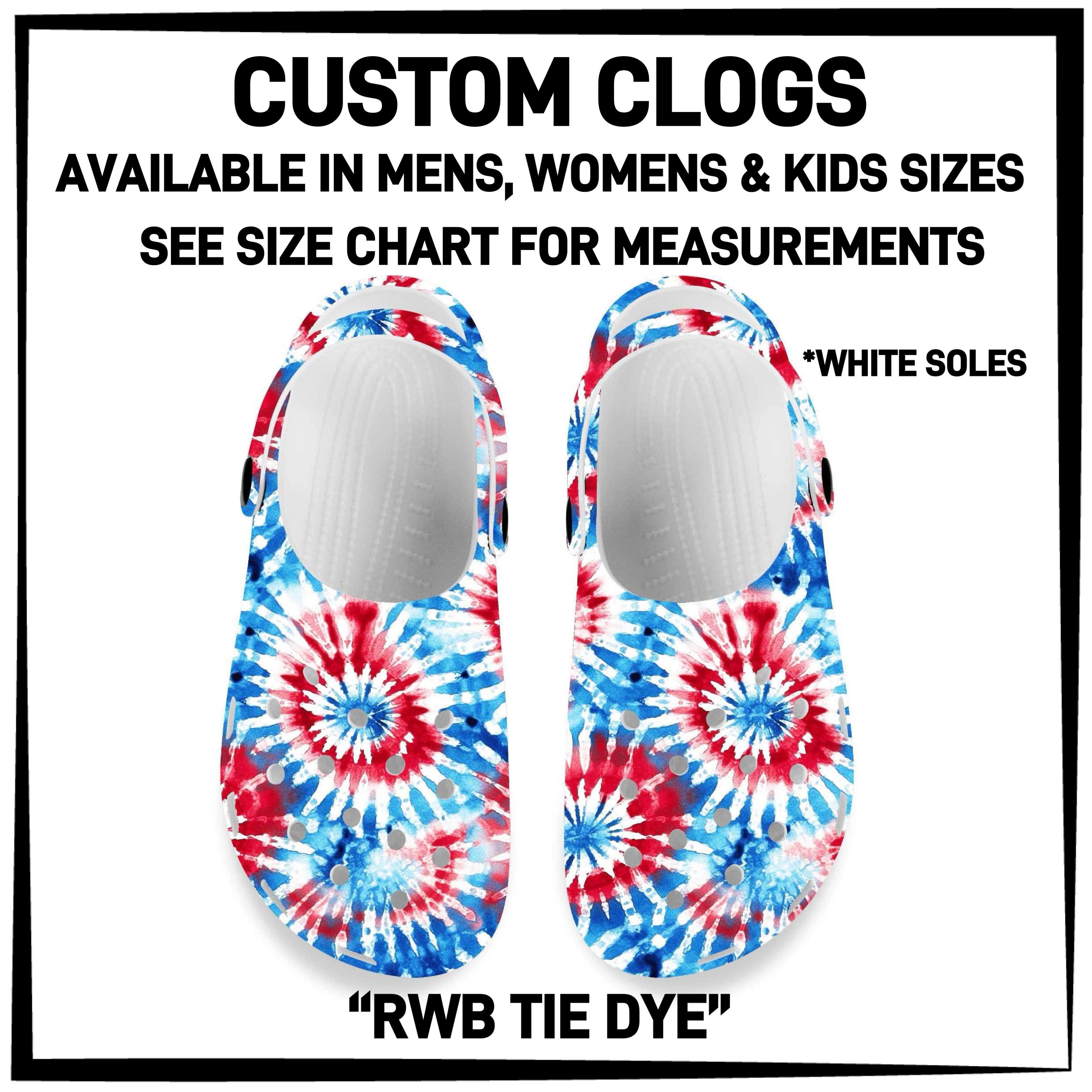 C5RK - RWB Tie Dye Custom Clogs - Preorder ETA: Late March