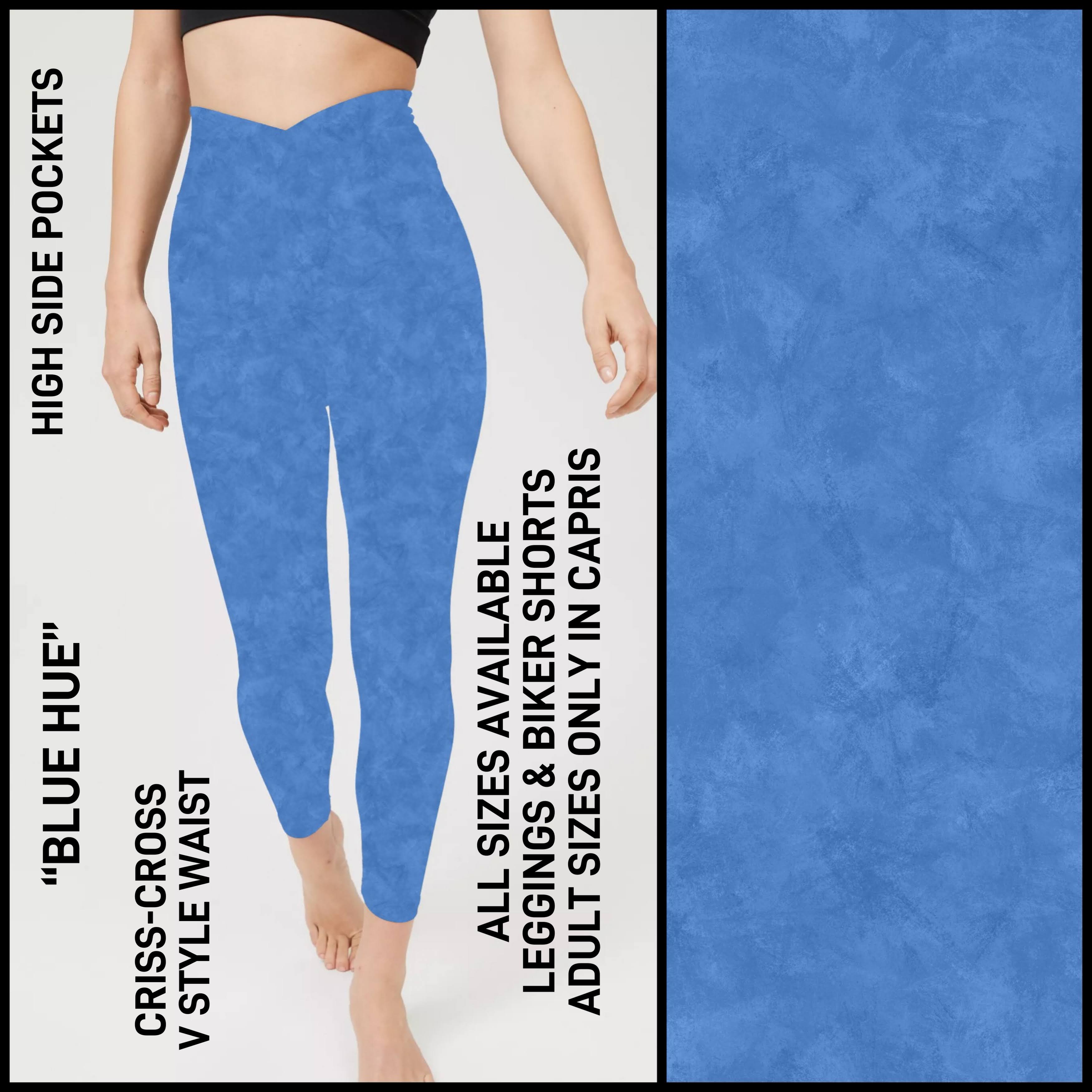 CV1P - Blue Hue Criss Cross V-Waist Biker/Capris/Leggings with High Side Pockets - Preorder ETA: Late March