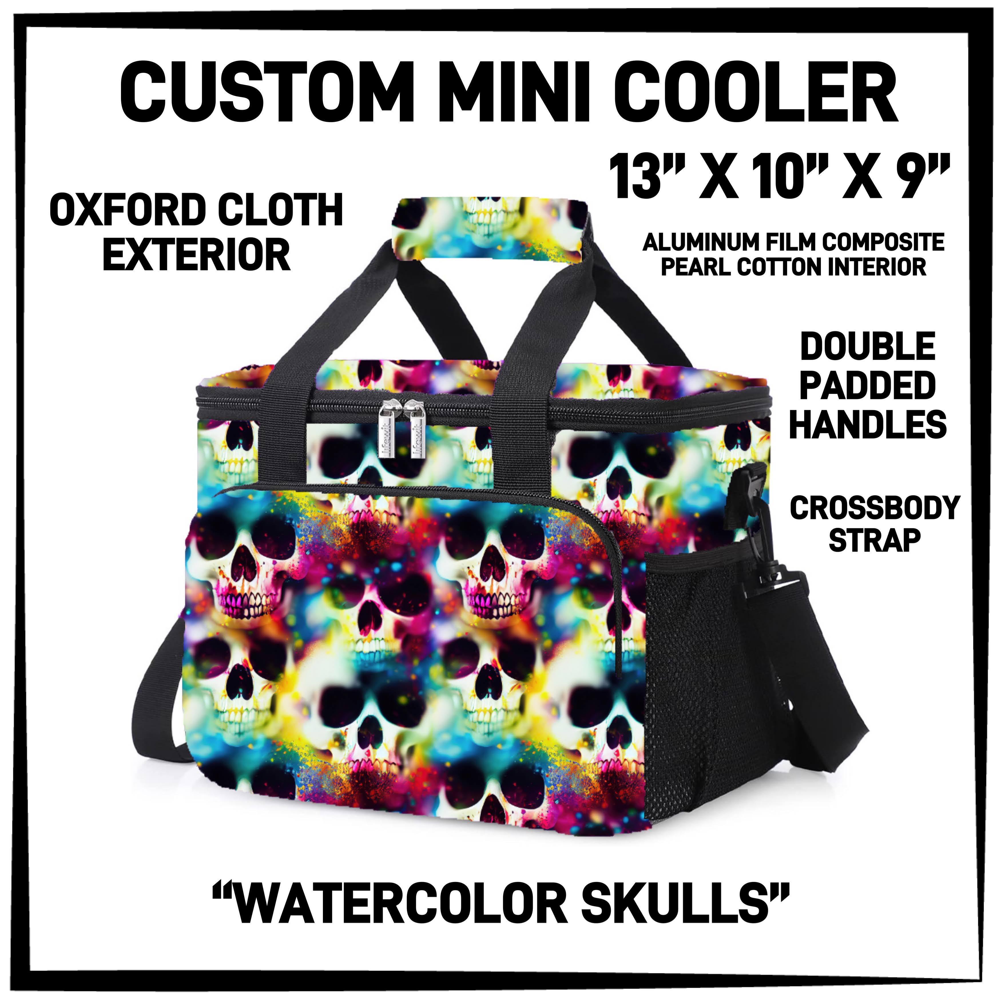 MI1C - Watercolor Skulls Mini Cooler - Preorder ETA: Late March