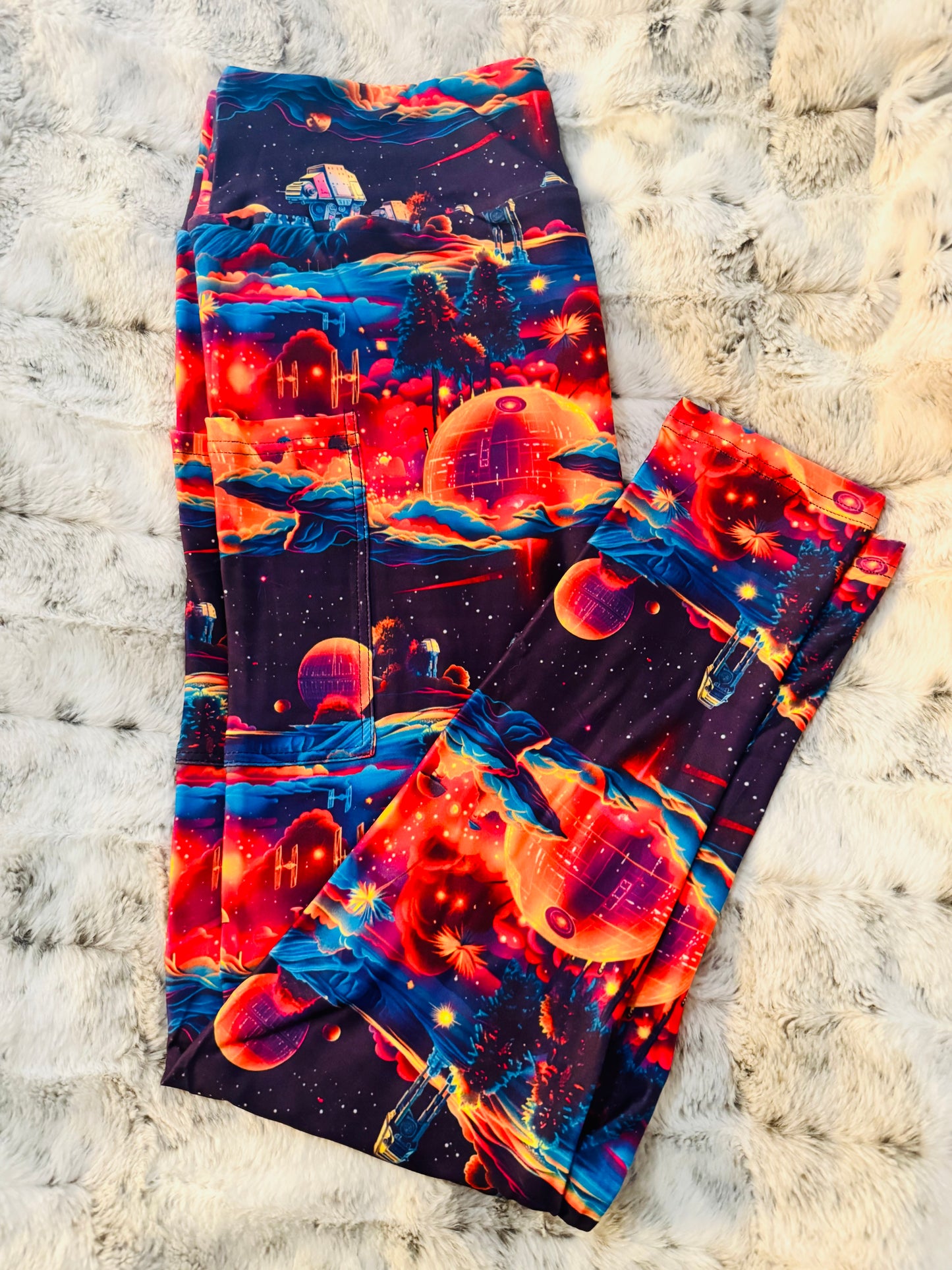 Space Battle Full Length Leggings With Pockets