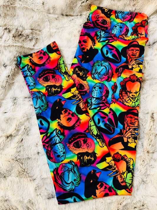 Colorful Horror Full Length Leggings With Pockets