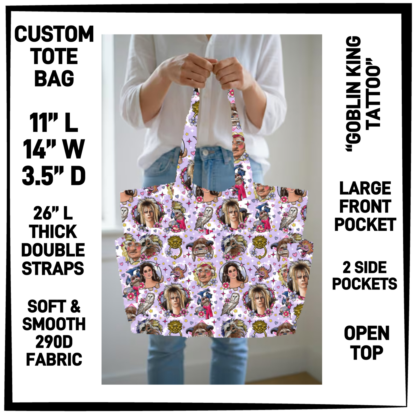 N2TB - Goblin King Tattoo Custom Tote Bag - Preorder Closing 7/22 ETA: Late Sept