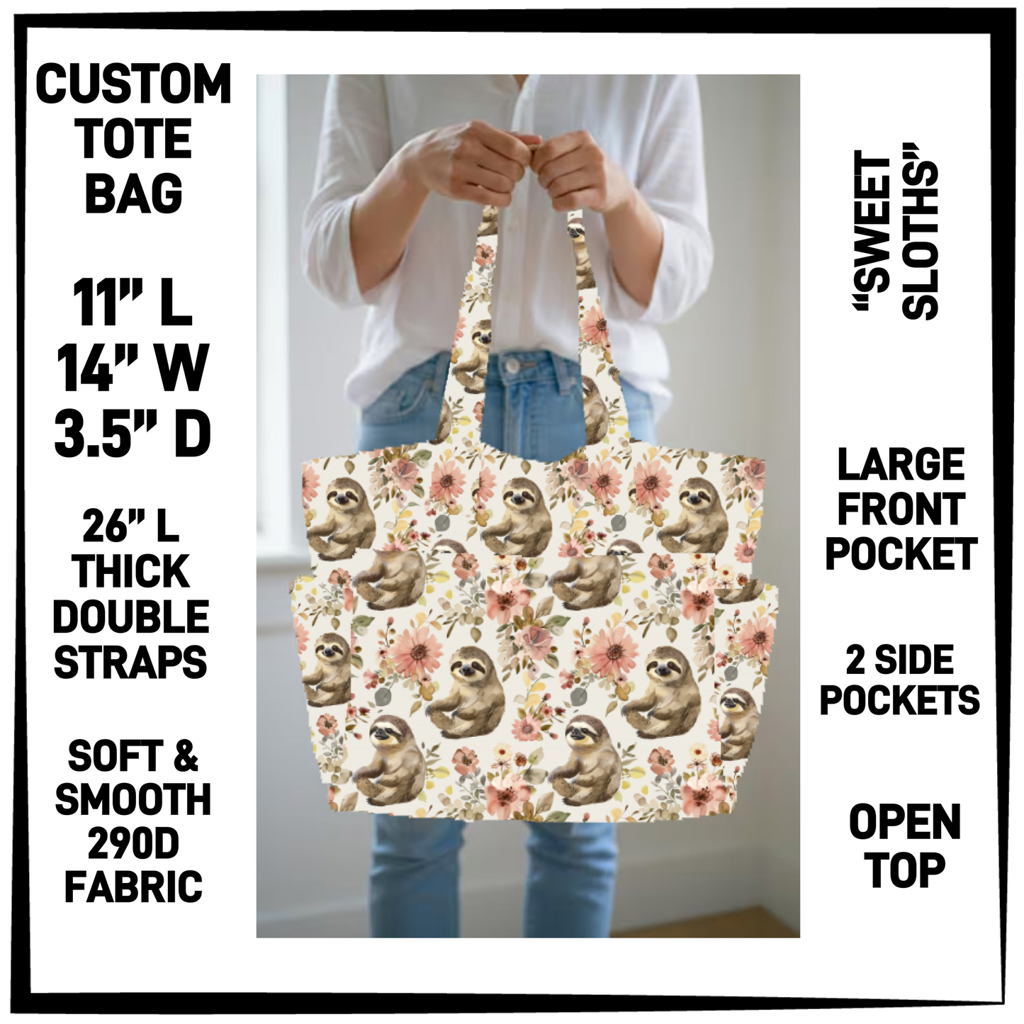 N2TB - Sweet Sloths Custom Tote Bag - Preorder Closing 7/22 ETA: Late Sept