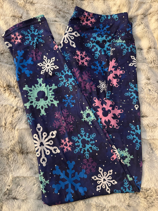 Magical Snowflakes Full Length Leggings With Pockets