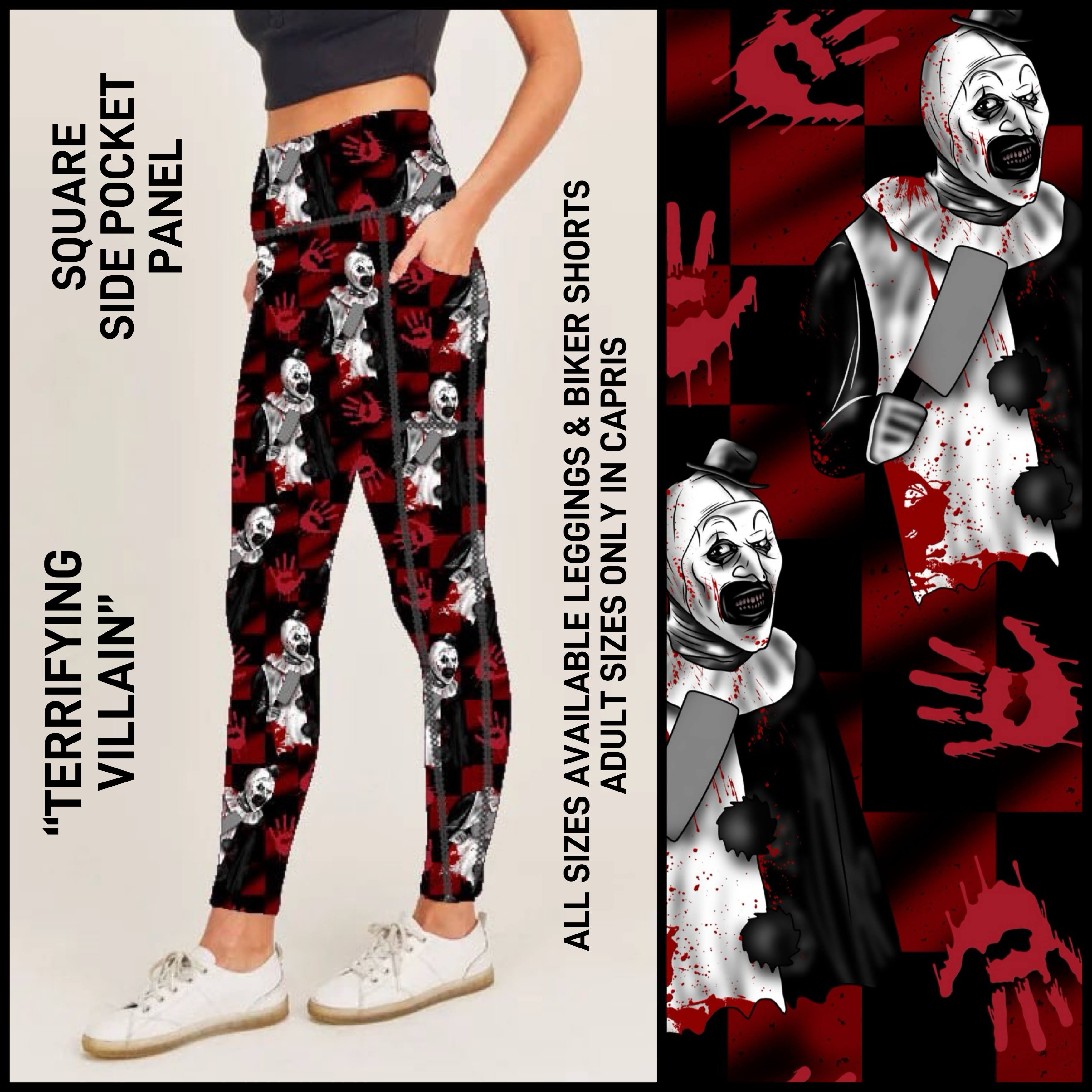 RTS - Terrifying Villain Leggings with Square Side Pocket Panel