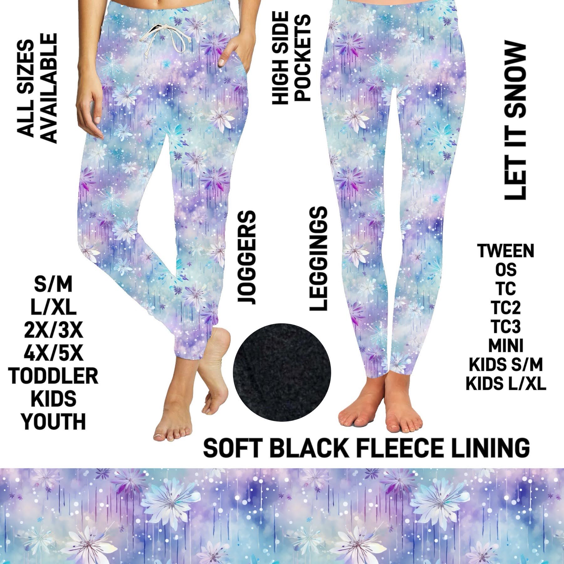 F6LJ - Let It Snow Fleece-Lined Leggings with High Side Pockets - Preorder ETA: Early Jan