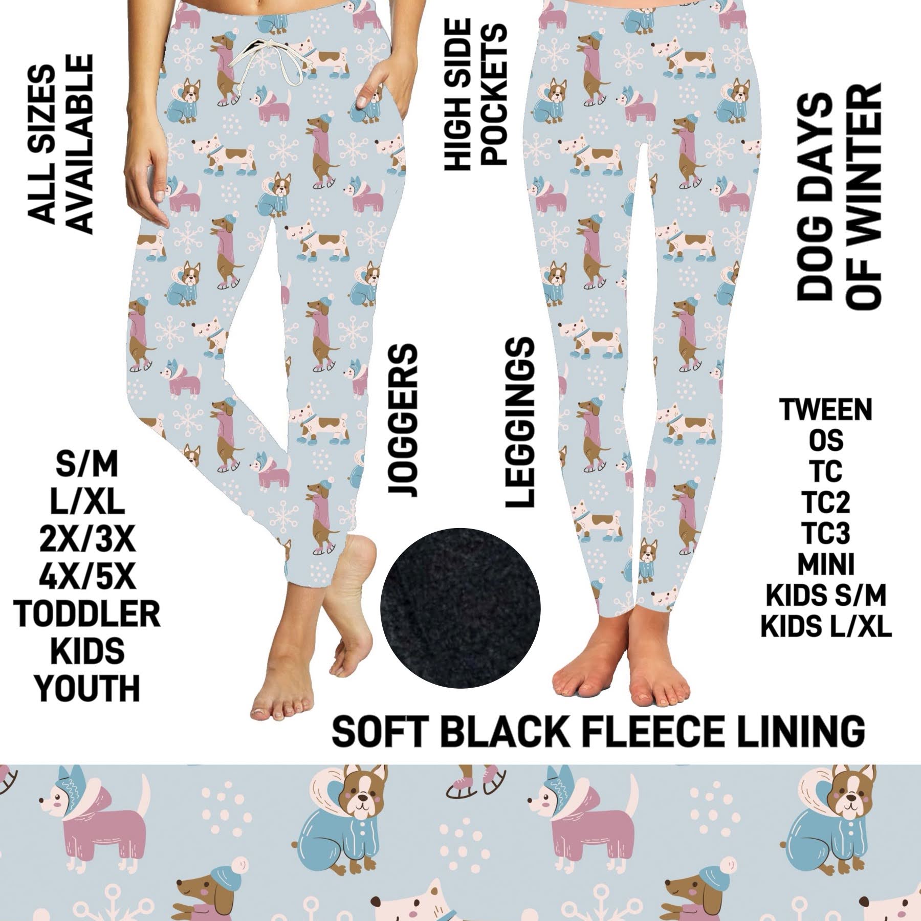 F6LJ - Kids Dog Days of Winter Fleece-Lined Leggings - Preorder ETA: Early Jan