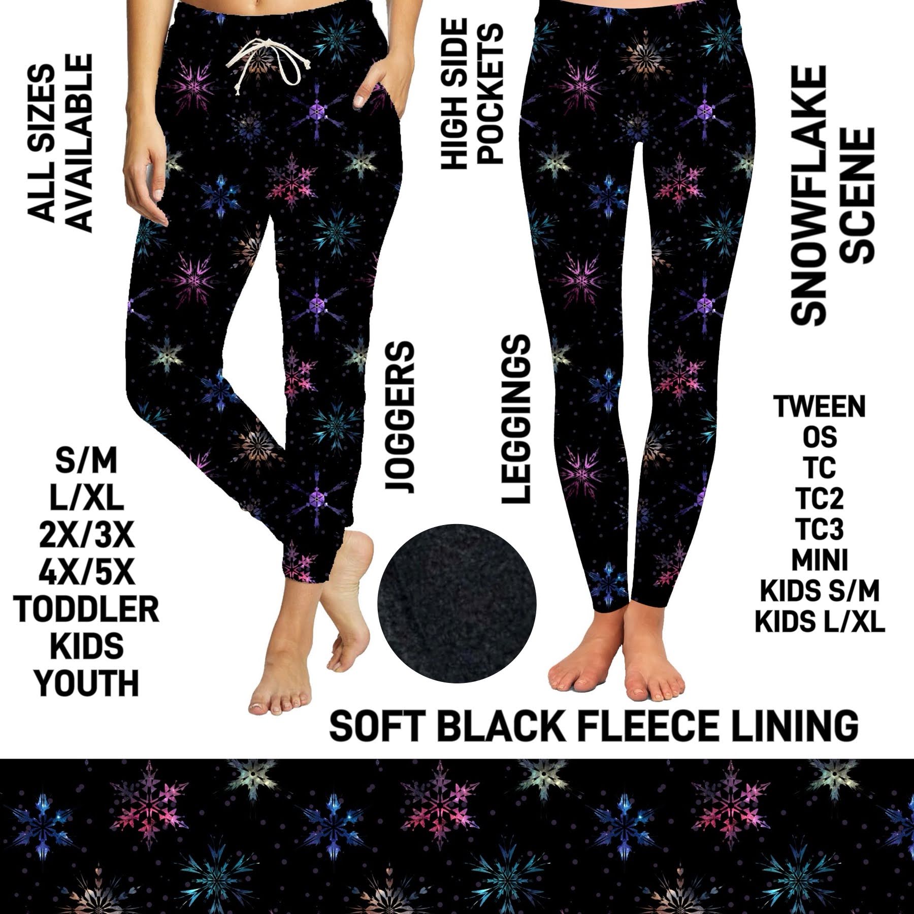 F6LJ - Snowflake Scene Fleece-Lined Unisex Joggers - Preorder ETA: Early Jan