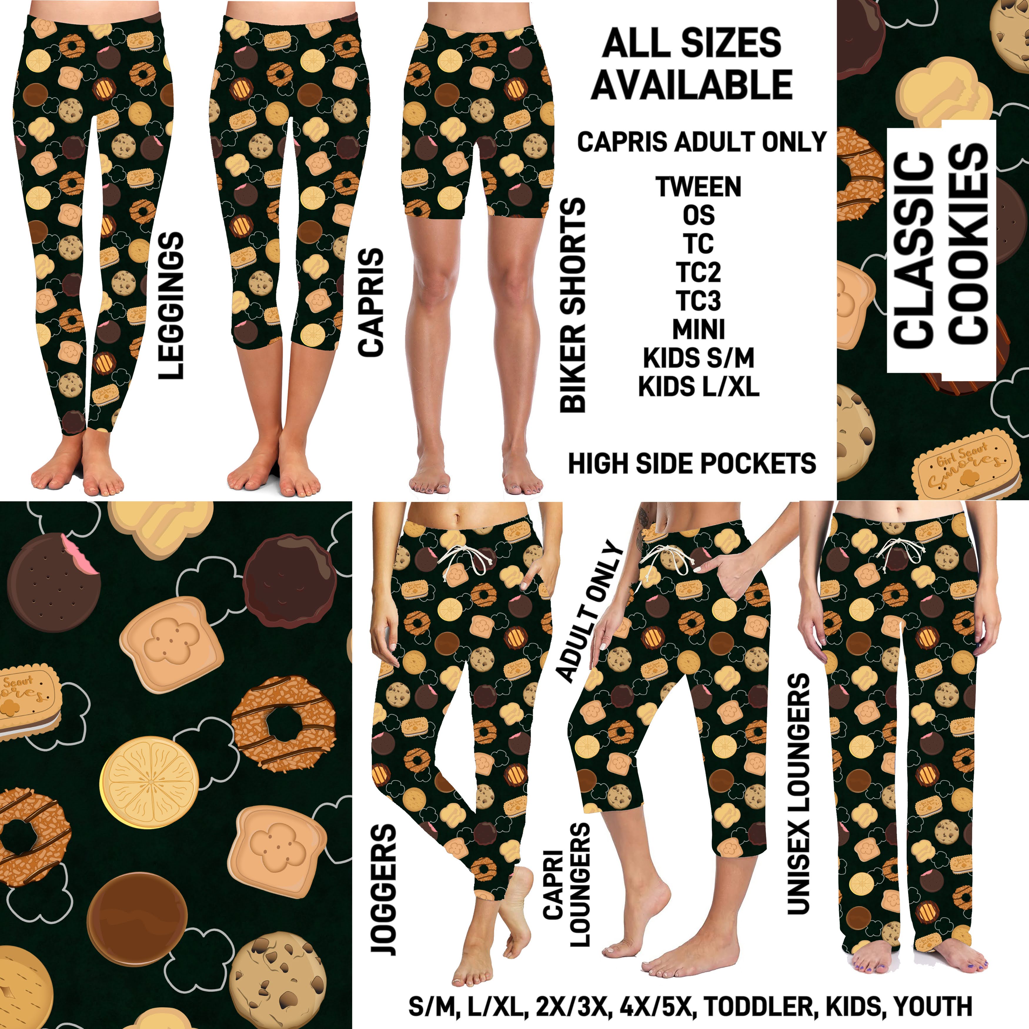 GS1P - Classic Cookies Biker/Capris/Leggings with High Side Pockets - Preorder ETA: Early Jan