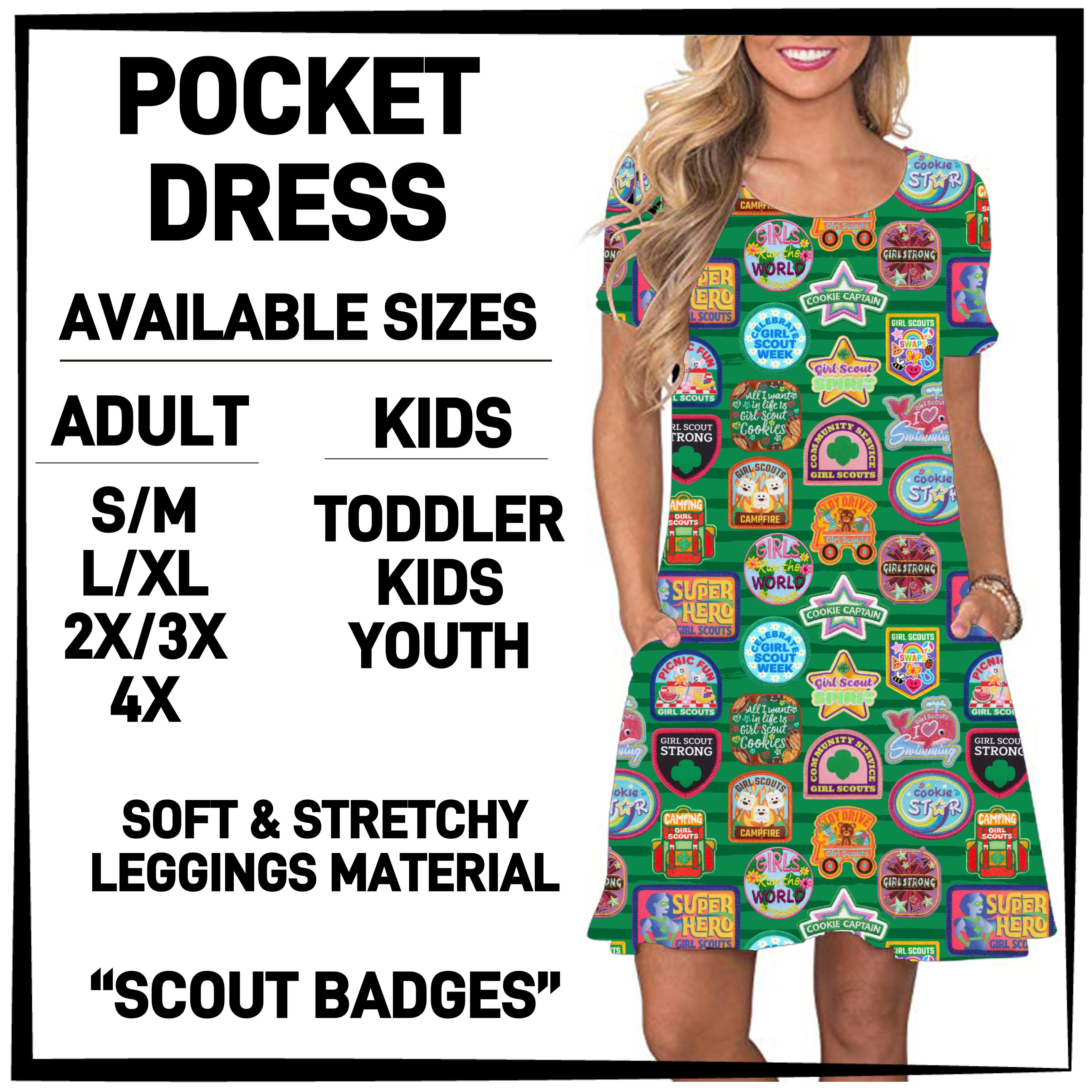 GS1P - Scout Badges Pocket Dress - Preorder ETA: Early Jan