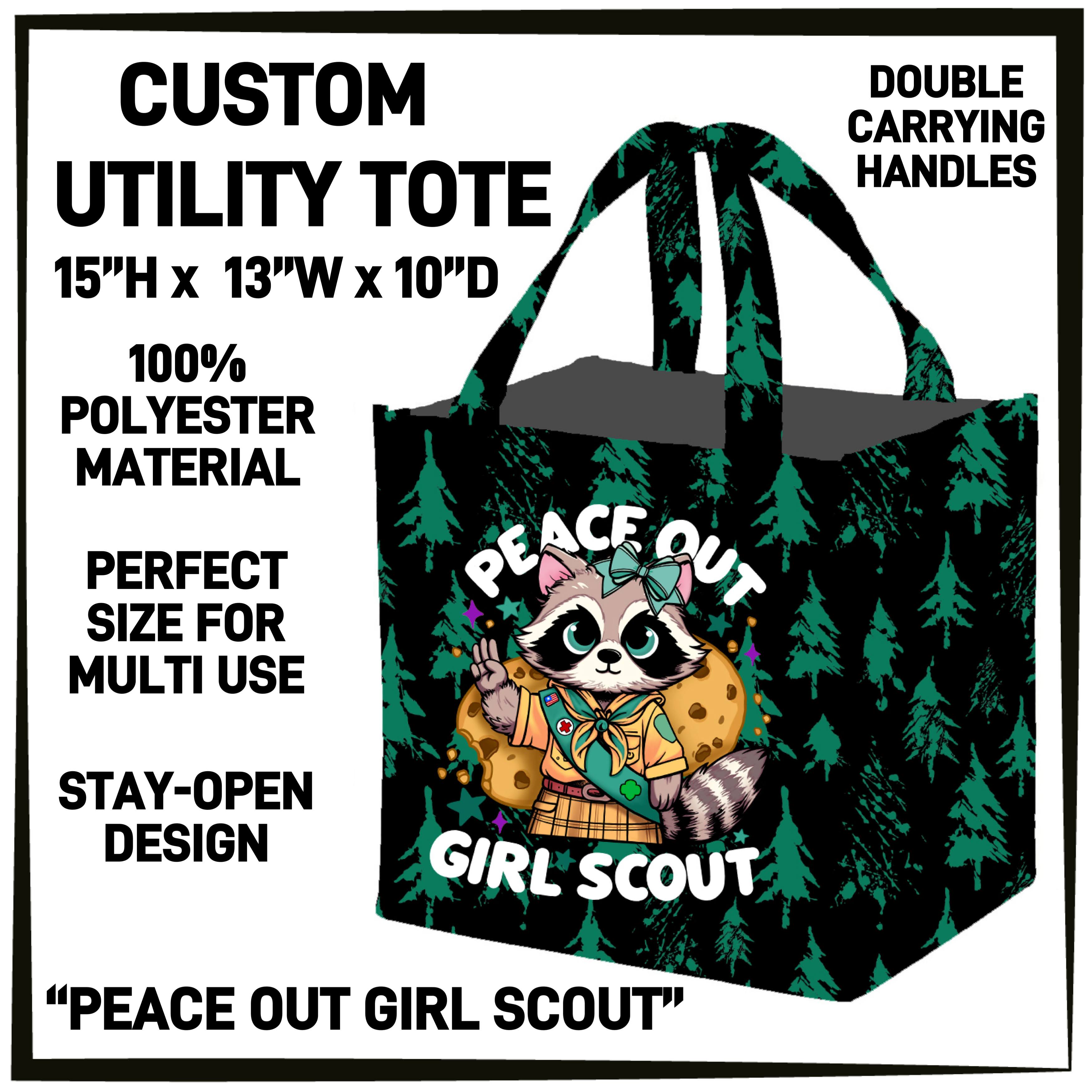 GS1P - Peace Out Girl Scout Utility Tote - Preorder ETA: Early Jan