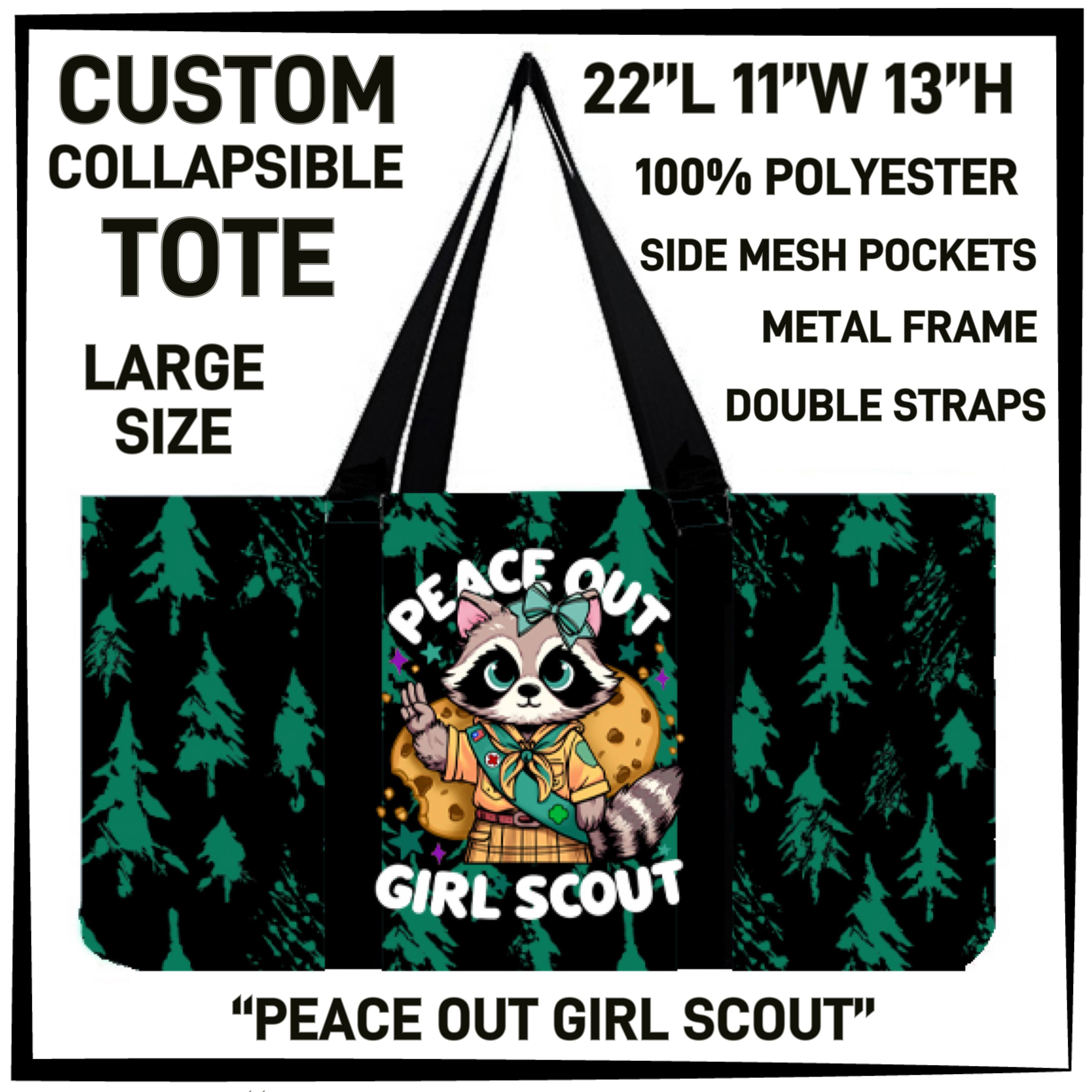 GS1P - Peace Out Girl Scout Collapsible Tote - Preorder ETA: Early Jan